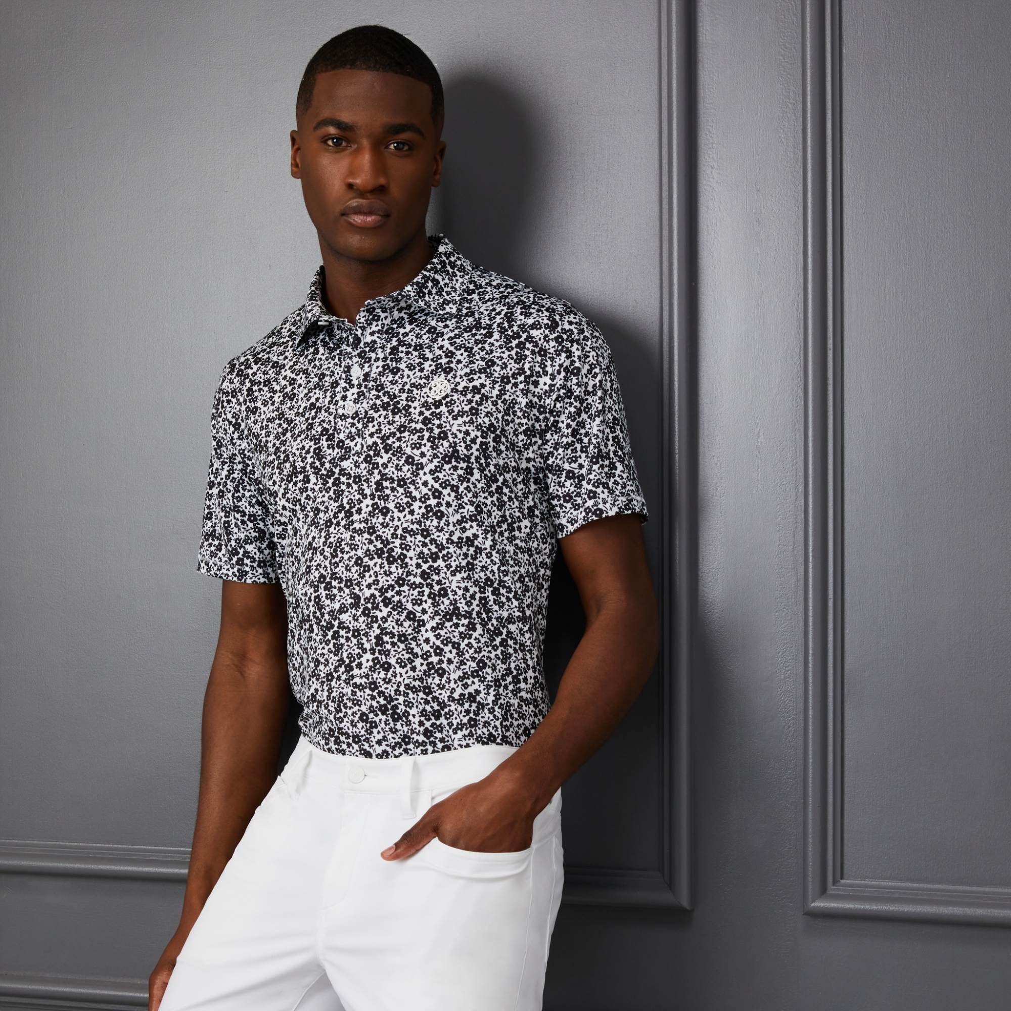 MINI FLORAL TECH JERSEY Men's Short Sleeve Golf Polo Shirt