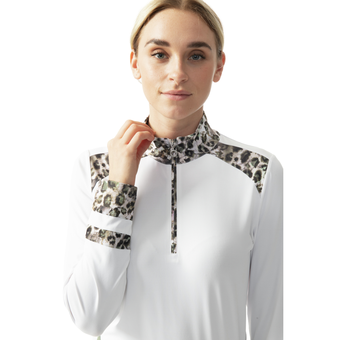 Wild Nature Collection: Ash Contrast Animal Print Quarter Zip Pull Over