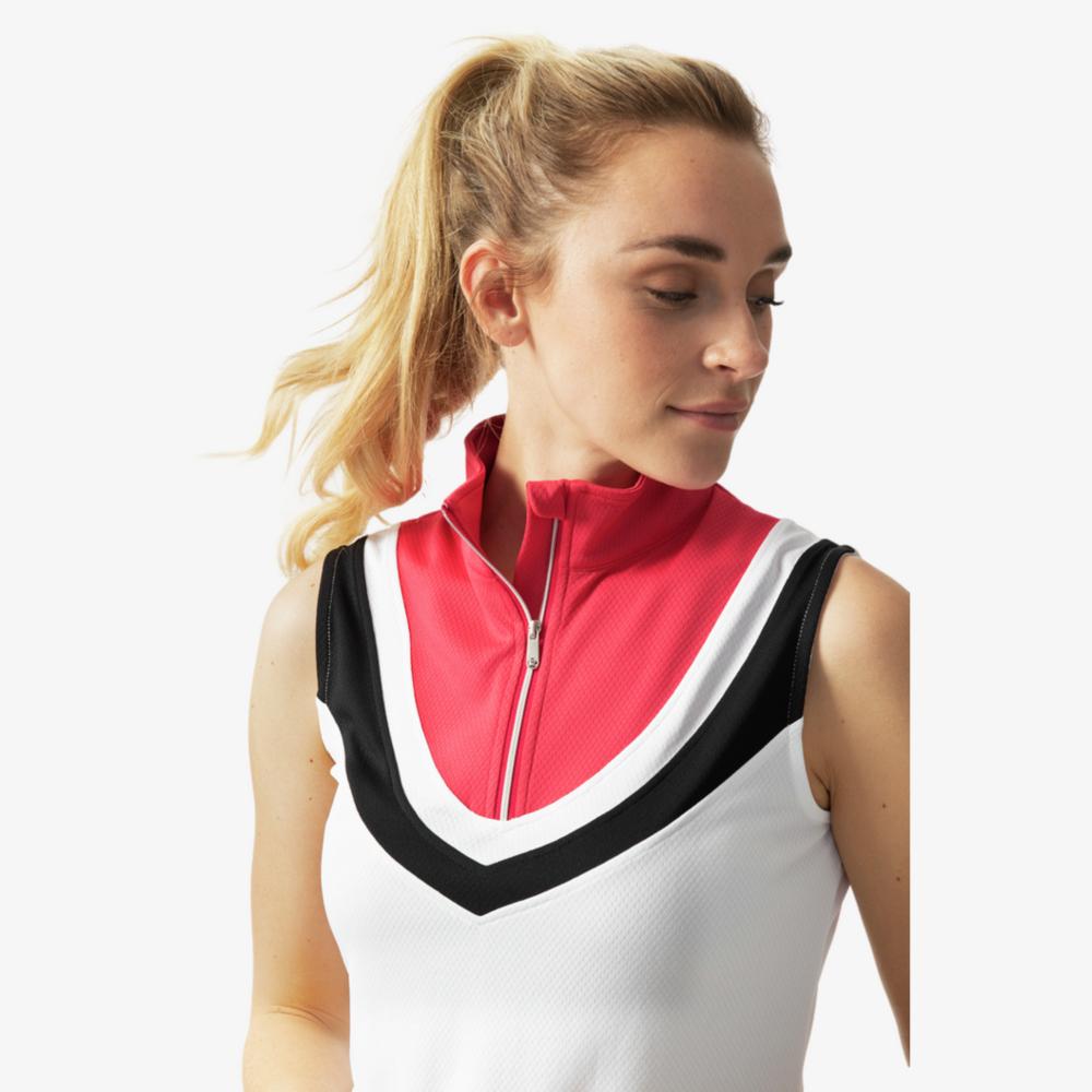 Sportif Dot Collection: Tisha Colorblock Sleeveless Polo Shirt