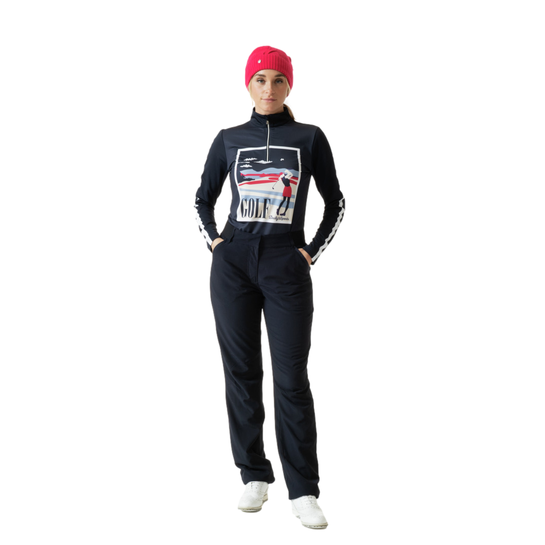Sportif Dot Collection: Britt Long Sleeve Quarter Zip Pull Over
