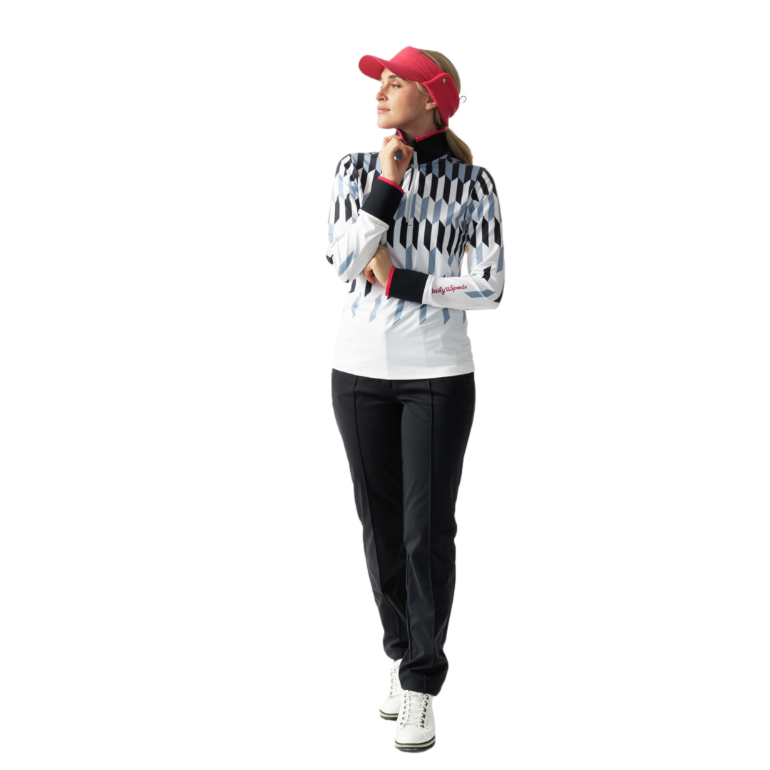Sportif Dot Collection: Britney Geo Print Long Sleeve Quarter Zip