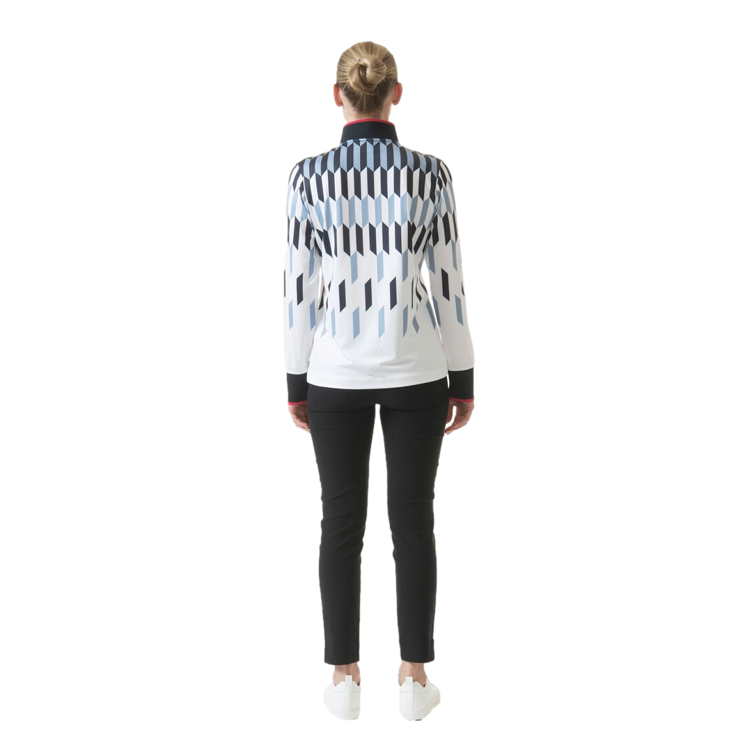 Sportif Dot Collection: Britney Geo Print Long Sleeve Quarter Zip