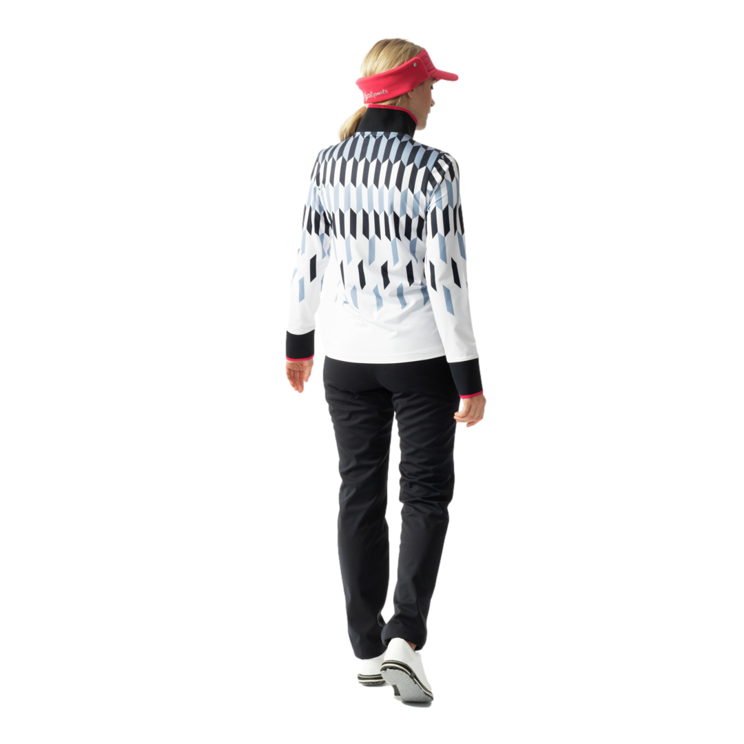 Sportif Dot Collection: Britney Geo Print Long Sleeve Quarter Zip