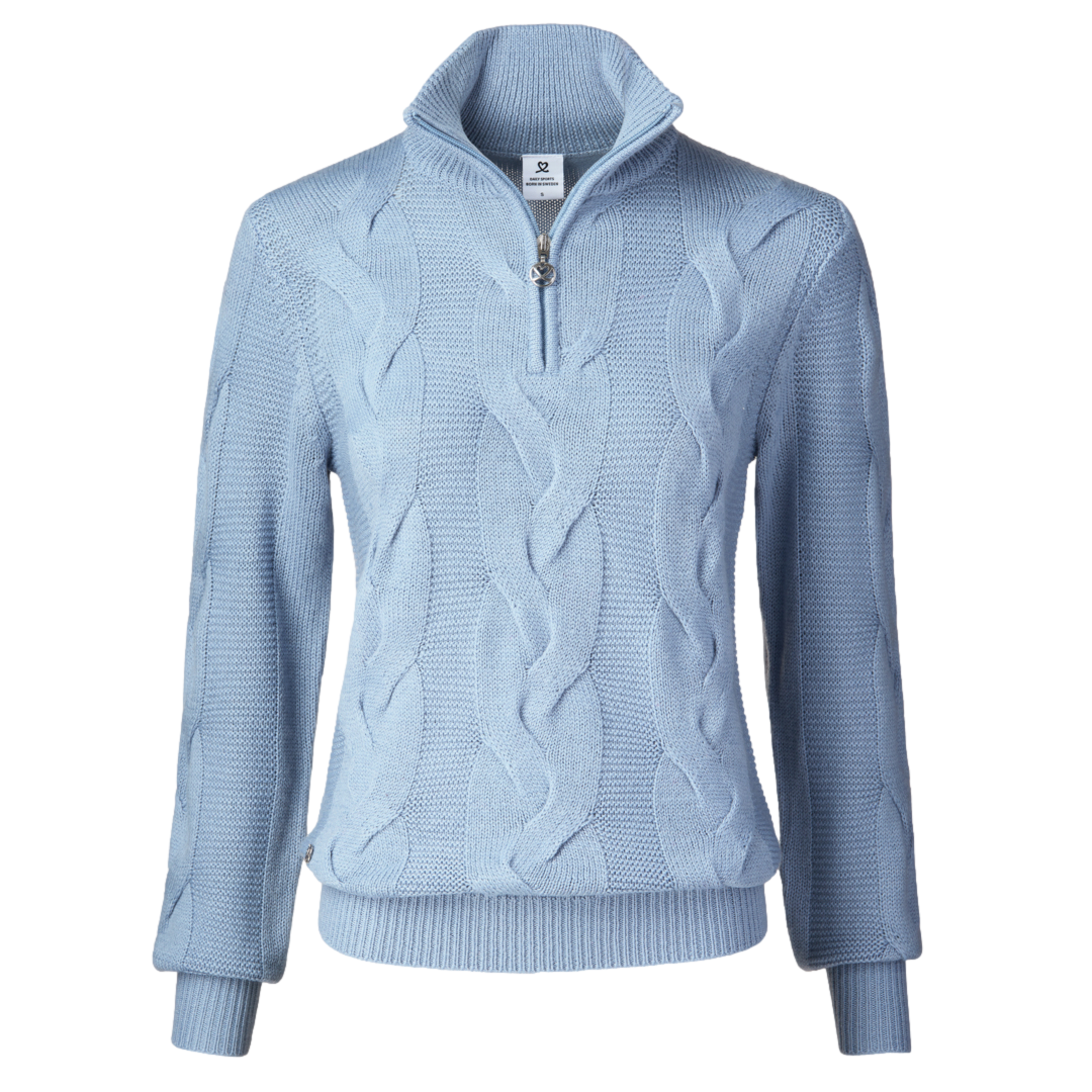 Sportif Dot Collection: Addie Textured Long Sleeve Quarter Zip Sweater