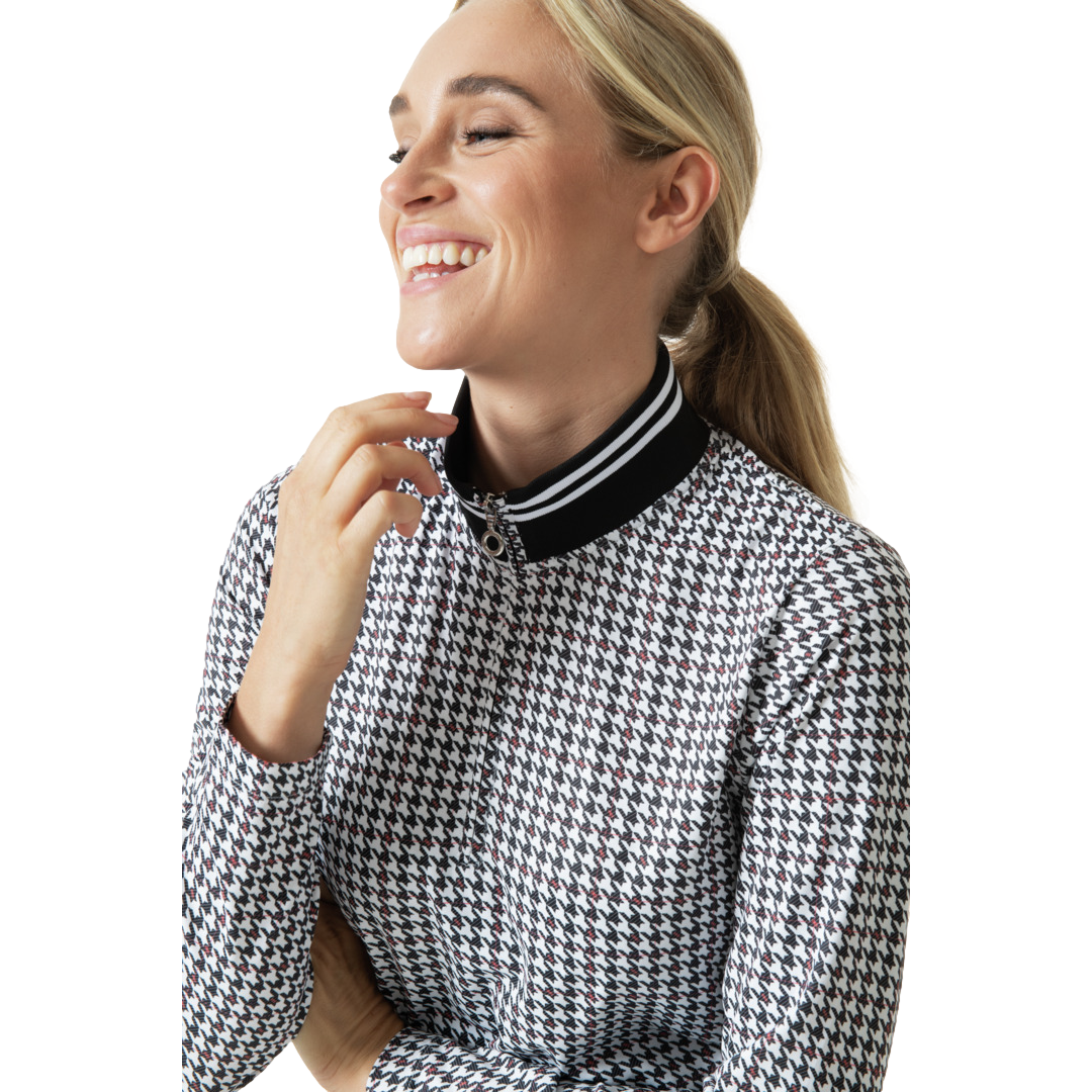 Irregular Check Collection: Fay Houndstooth Quarter Zip Pull Over