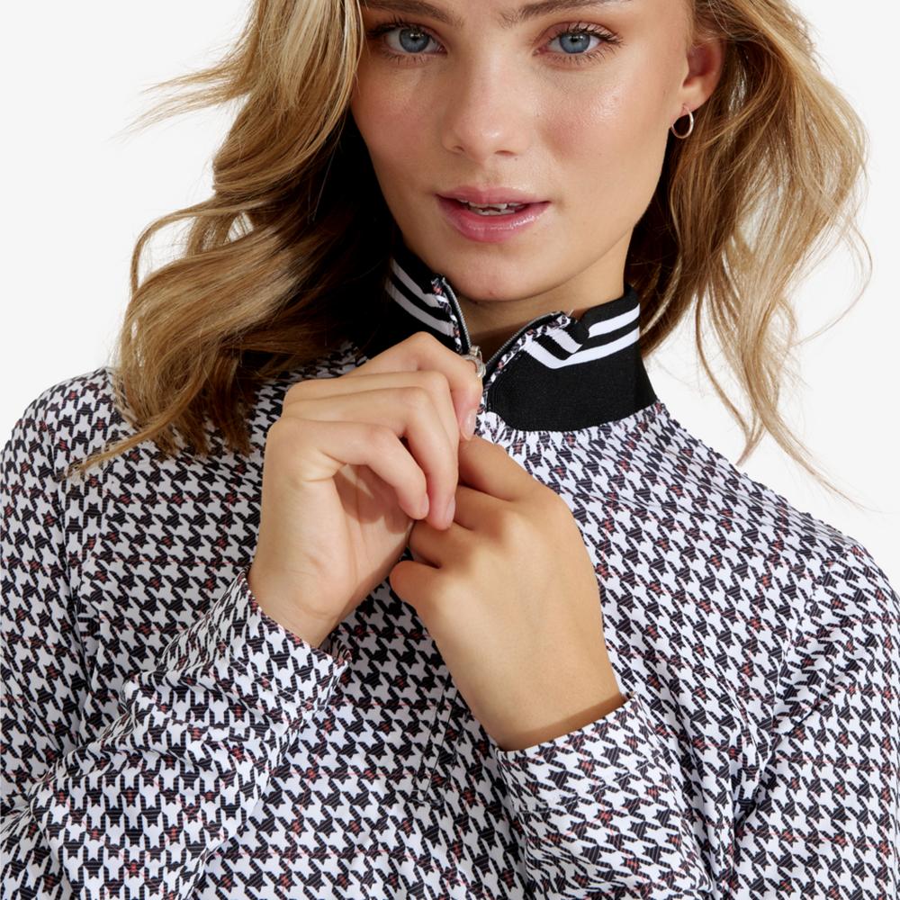 Irregular Check Collection: Fay Houndstooth Quarter Zip Pull Over