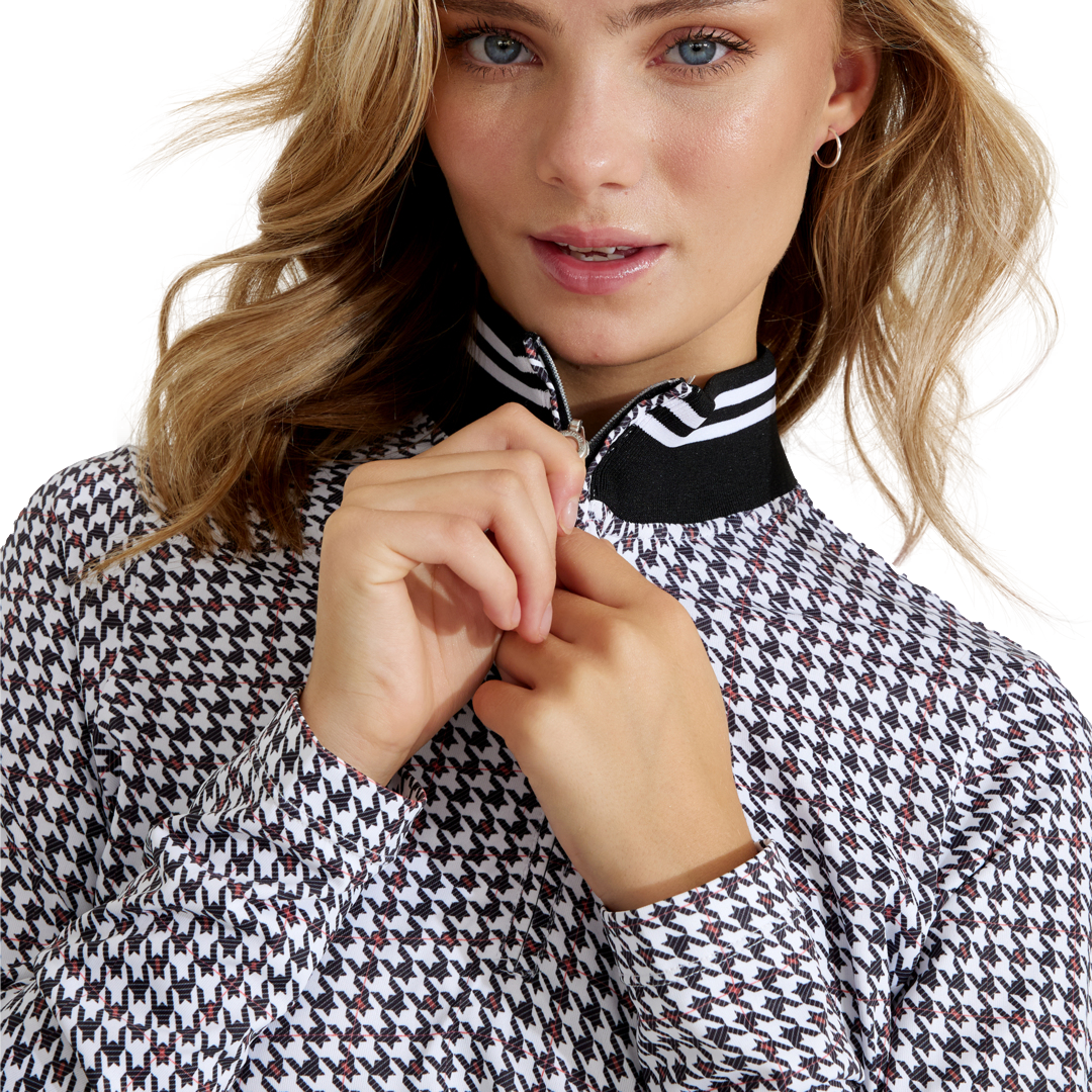 Irregular Check Collection: Fay Houndstooth Quarter Zip Pull Over