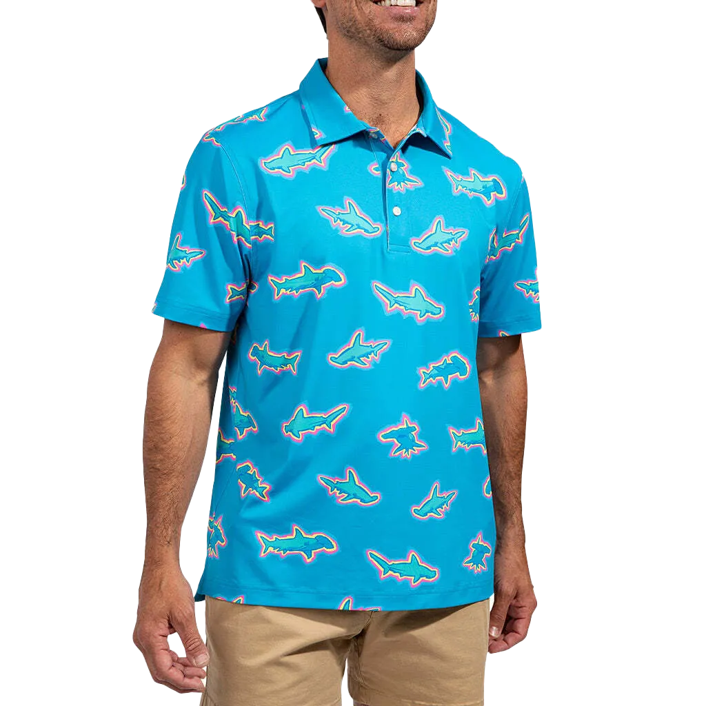 The Shark Spot Performance Men's Short Sleeve Golf Polo Shirt