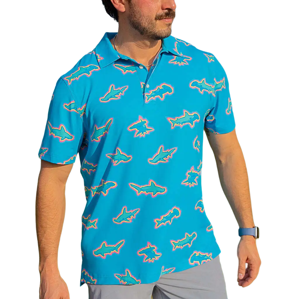 The Shark Spot Performance Men's Short Sleeve Golf Polo Shirt