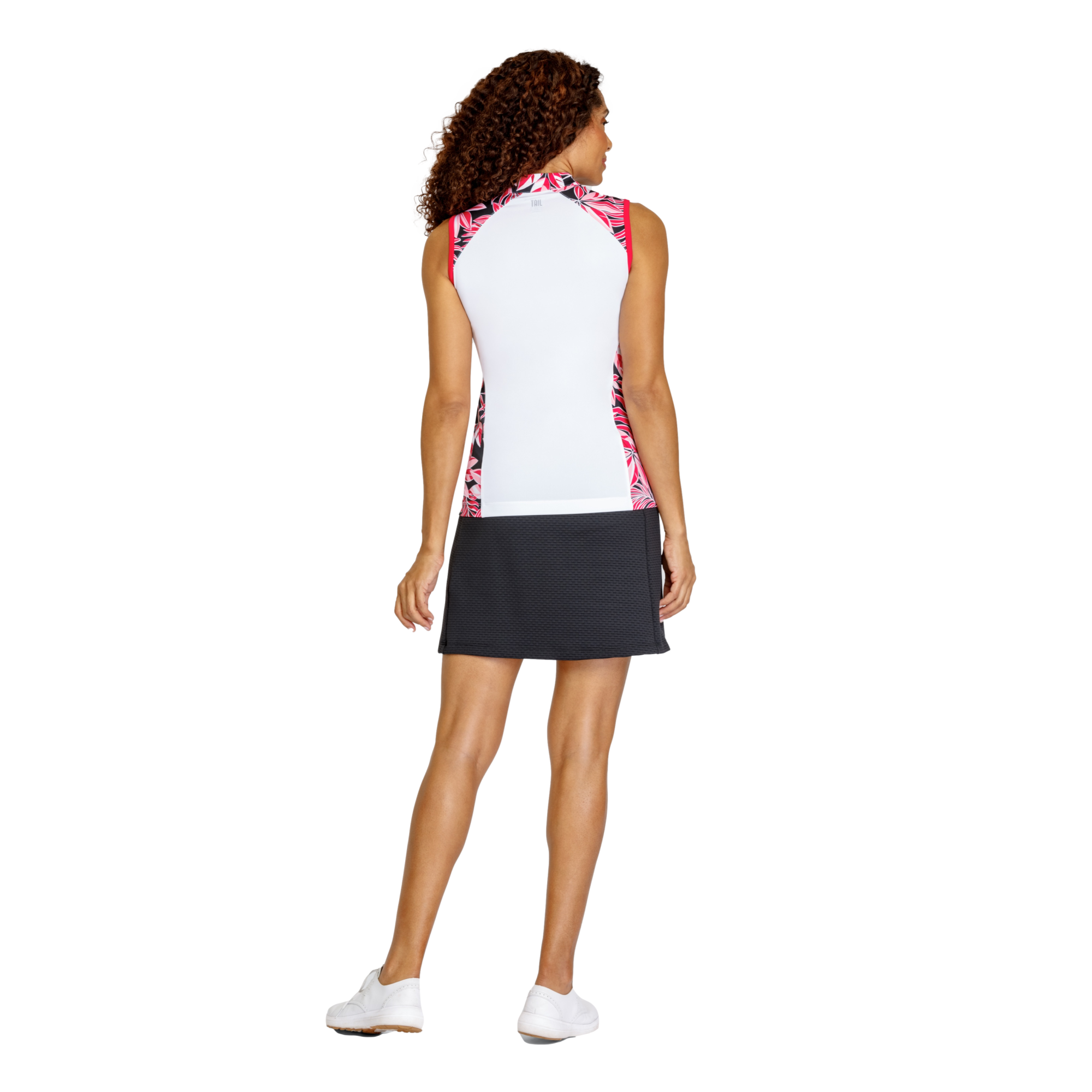 Novelia Summer Leaves Print Women's Sleeveless Golf Shirt