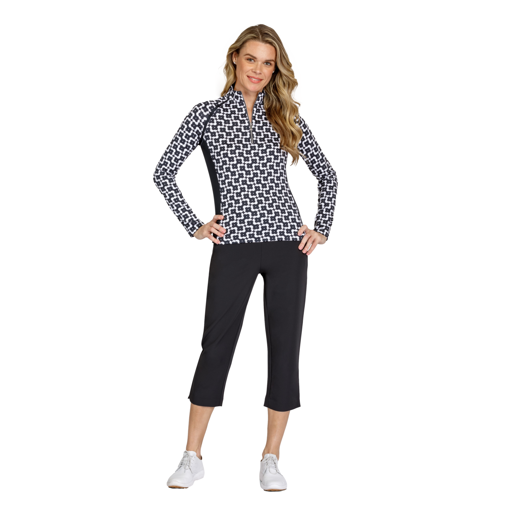 Desert Blooms Collection: Atlantis Mod Flower Print Quarter Zip Top