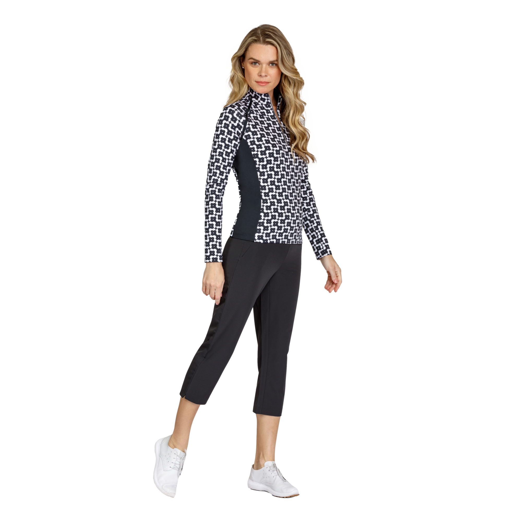 Desert Blooms Collection: Atlantis Mod Flower Print Quarter Zip Top