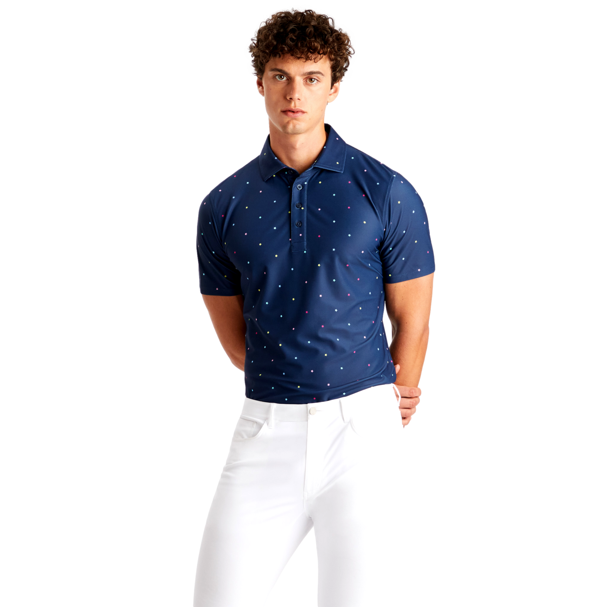 Stars Men's Short Sleeve Golf Polo Shirt