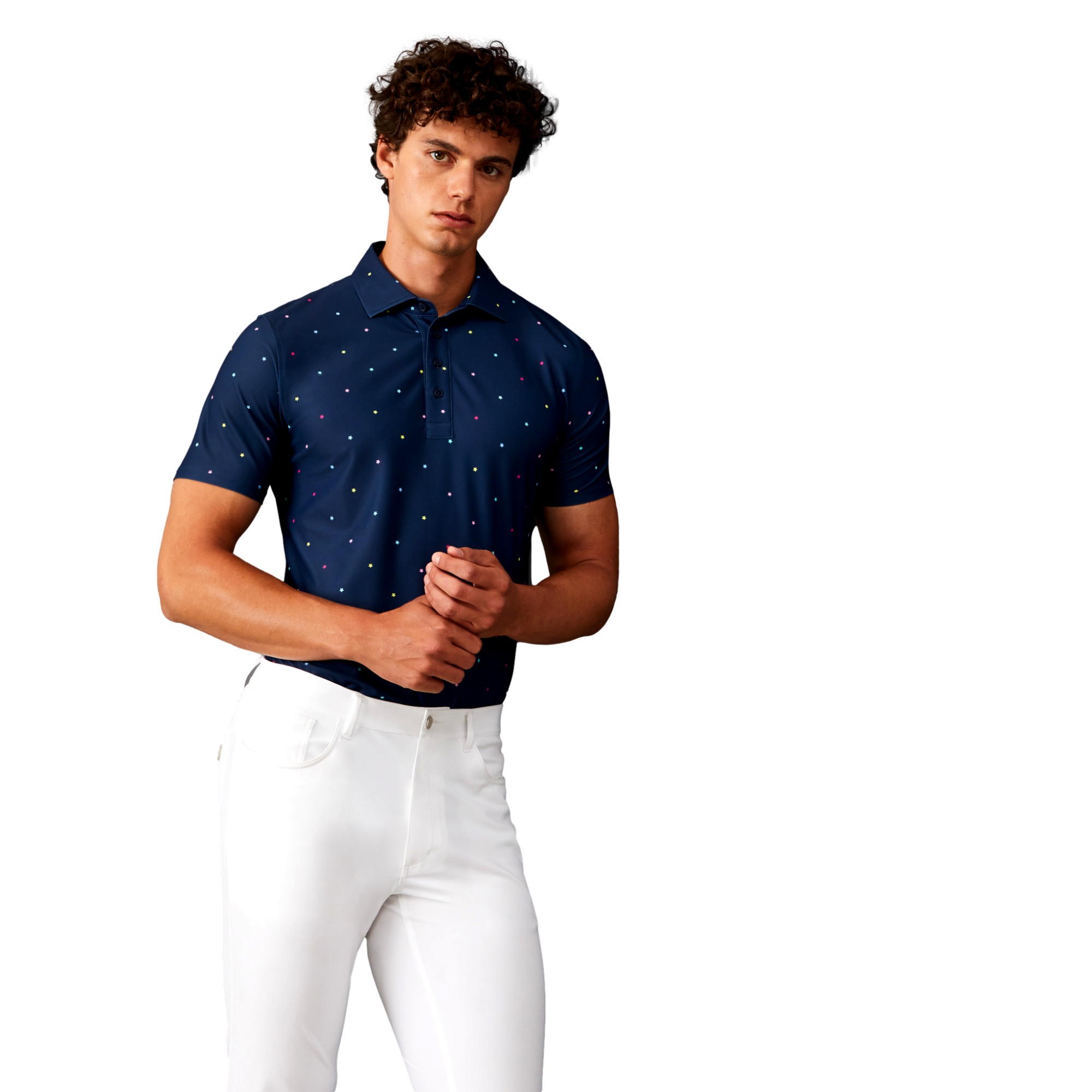 Stars Men's Short Sleeve Golf Polo Shirt