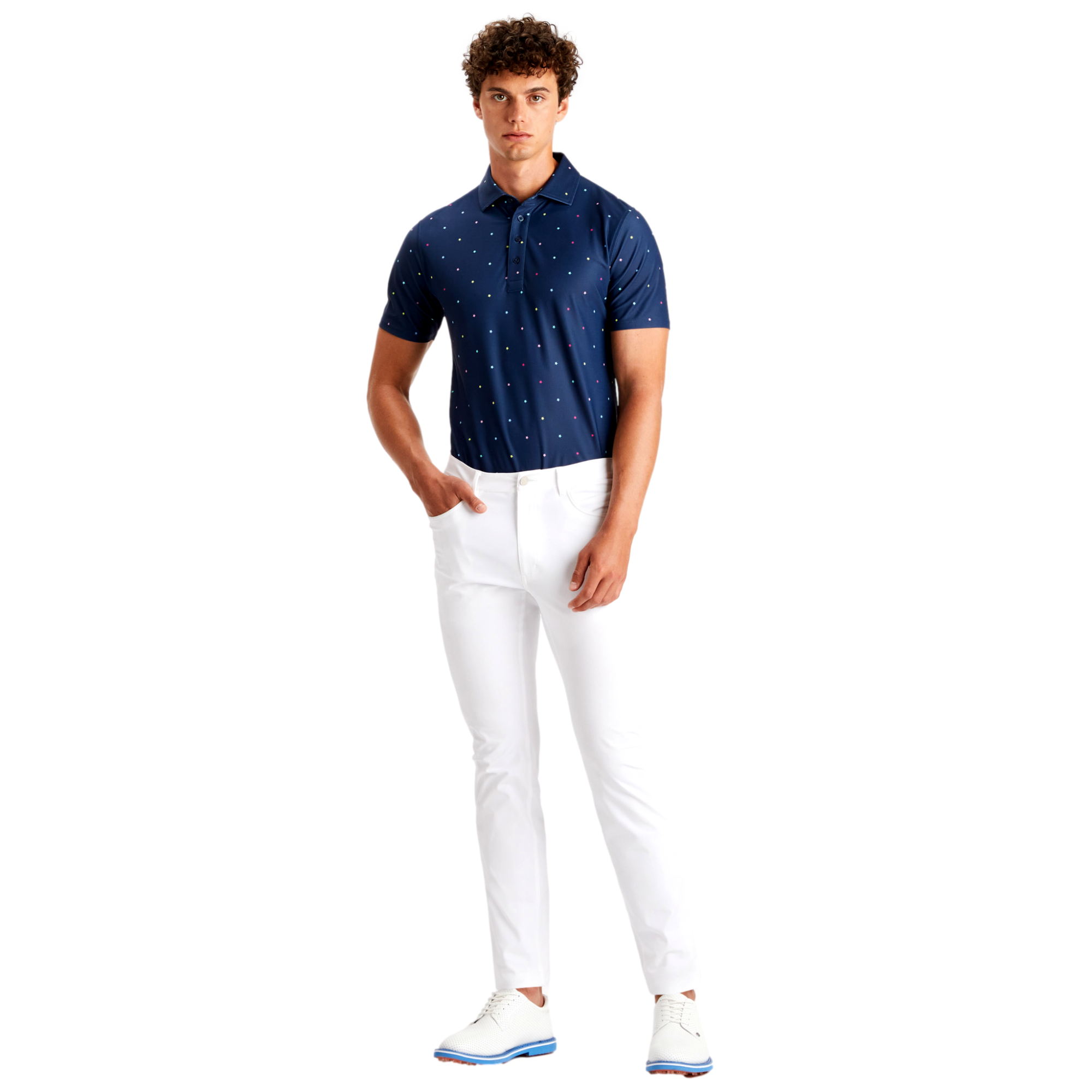 Stars Men's Short Sleeve Golf Polo Shirt