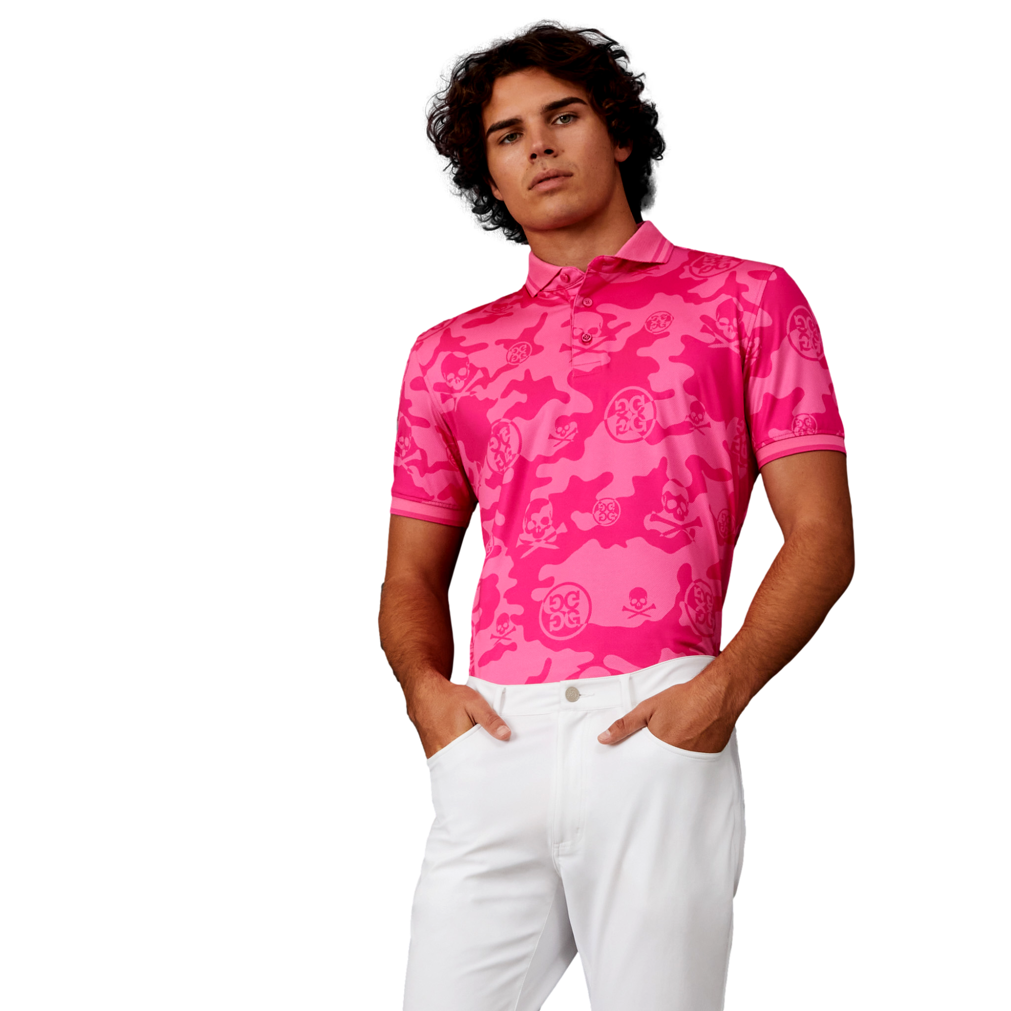 Exploded Icon Camo Men's Short Sleeve Golf Polo Shirt