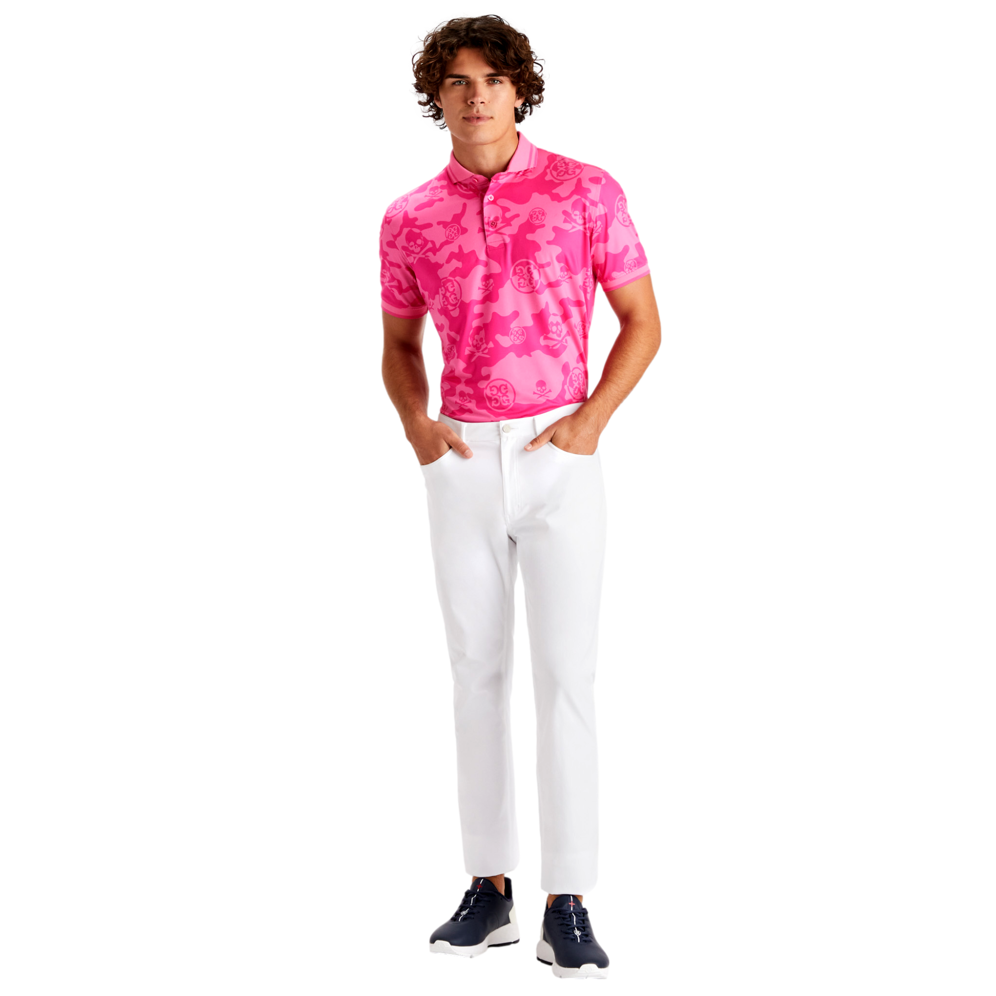 Exploded Icon Camo Men's Short Sleeve Golf Polo Shirt