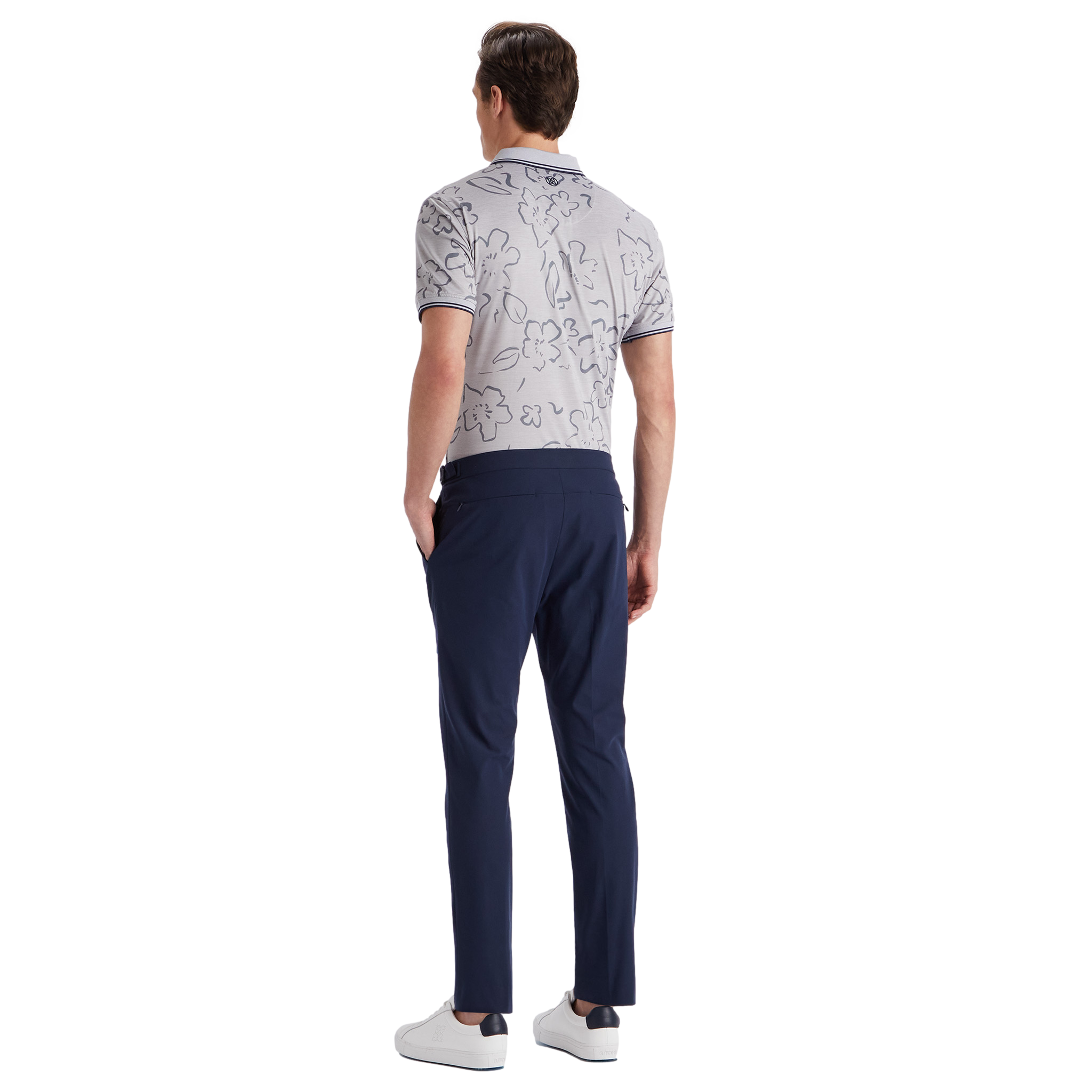 Floral Watercolour Tech Jersey Slim Fit Men's Short Sleeve Golf Polo Shirt