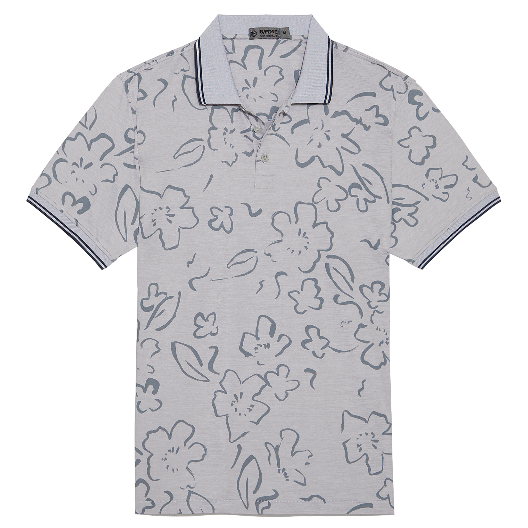 Floral Watercolour Tech Jersey Slim Fit Men's Short Sleeve Golf Polo Shirt