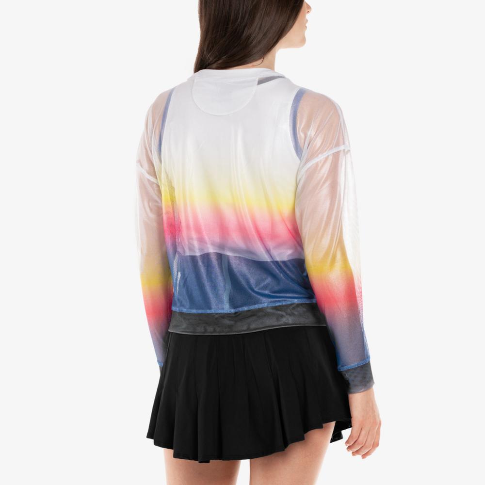Neon Light Ombre Mesh Long Sleeve Pullover Top
