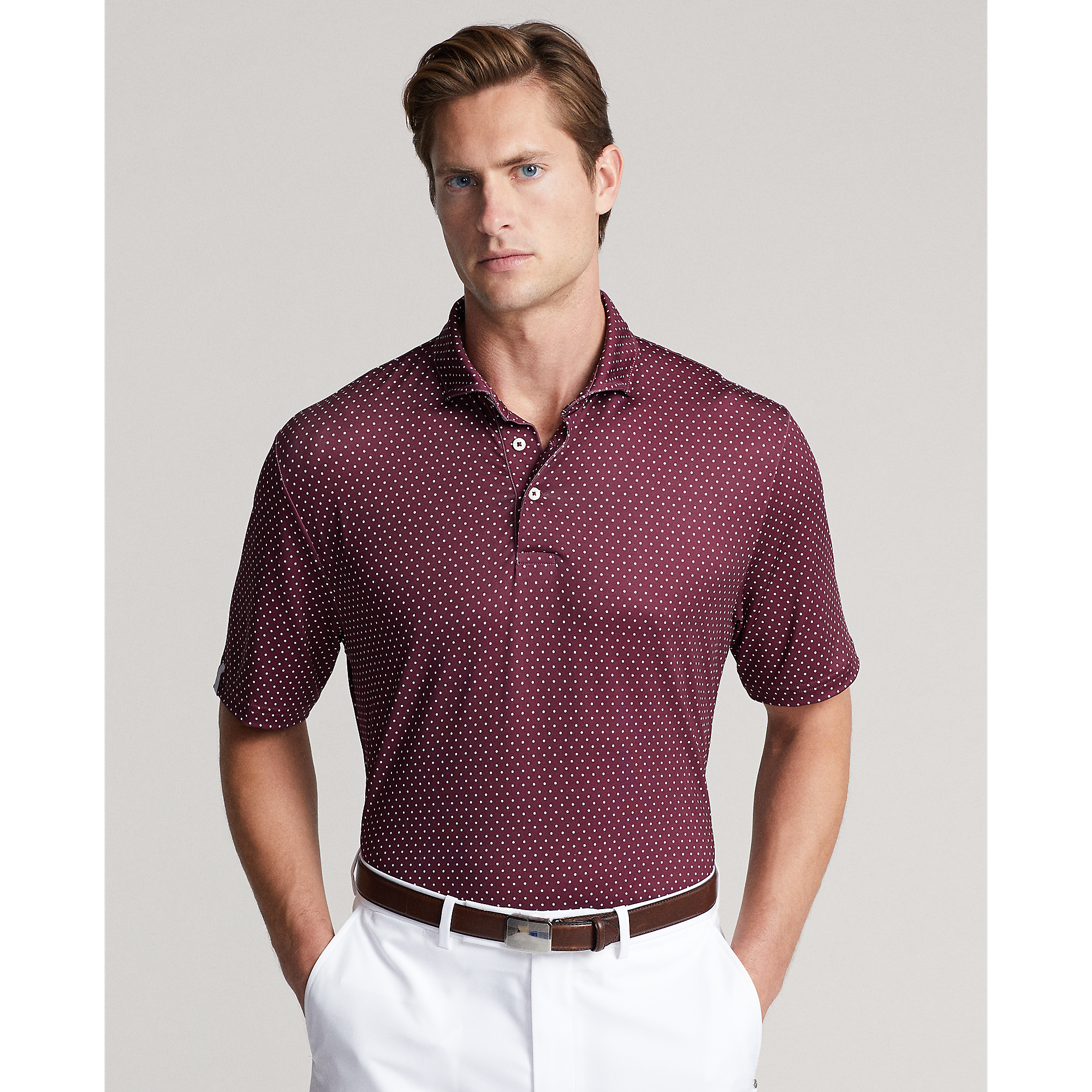 Classic Fit Performance Print Men's Short Sleeve Golf Polo Shirt