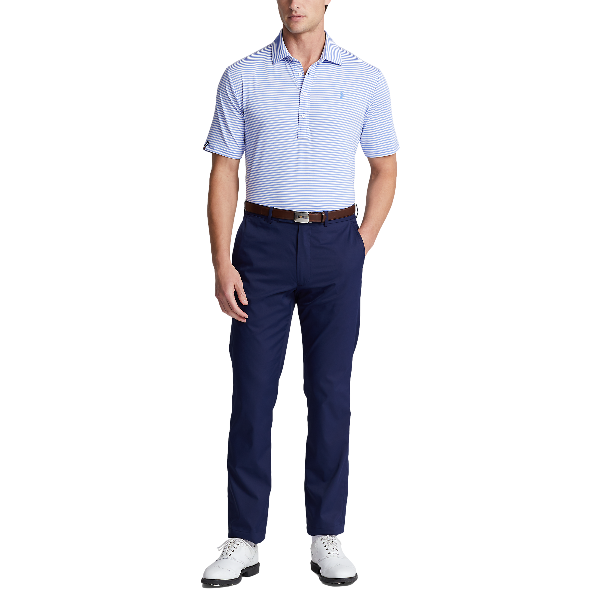 Performance Tour Pique Striped Men's Short Sleeve Golf Polo Shirt