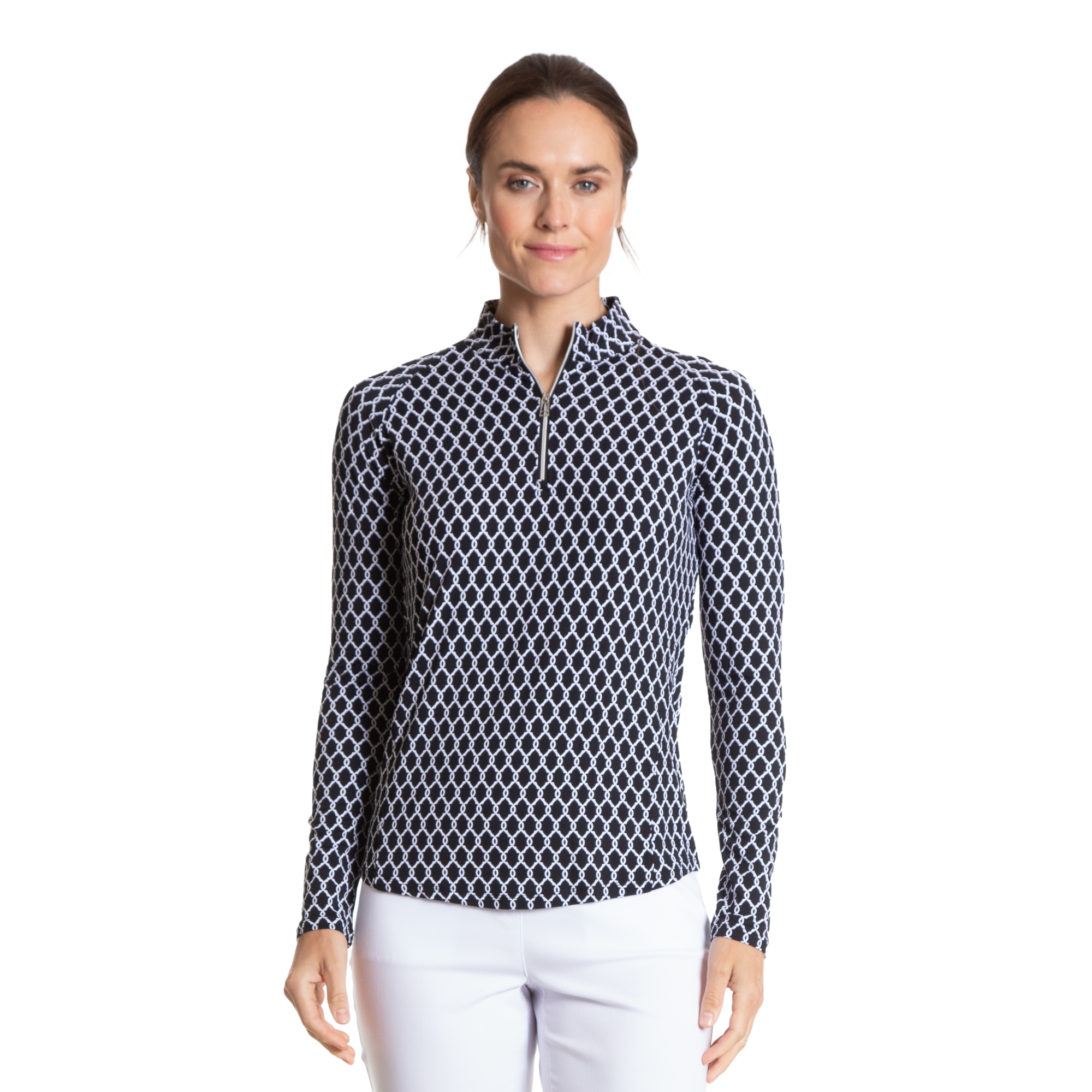 Trellis Print Sun Protection Quarter Zip Pull Over