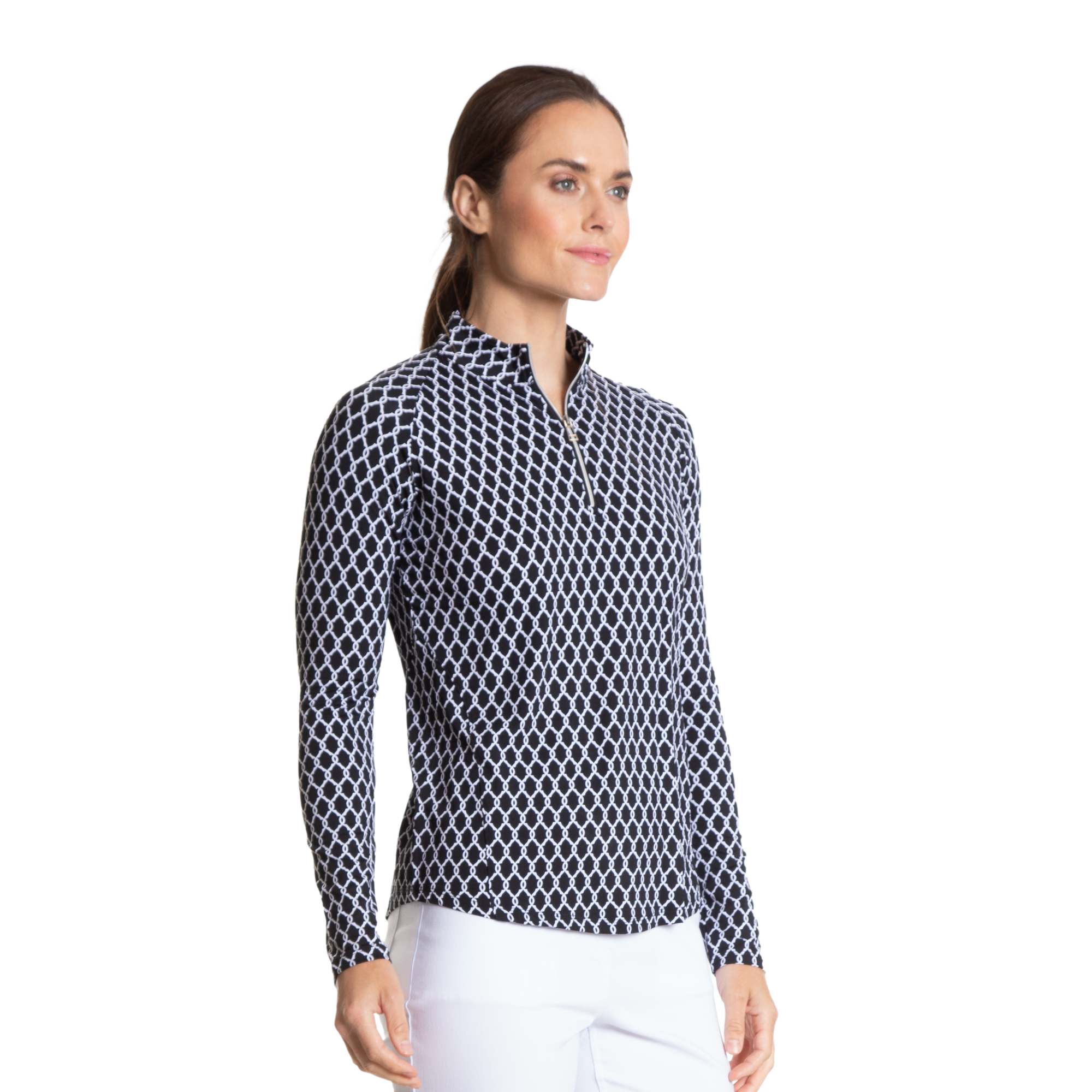 Trellis Print Sun Protection Quarter Zip Pull Over