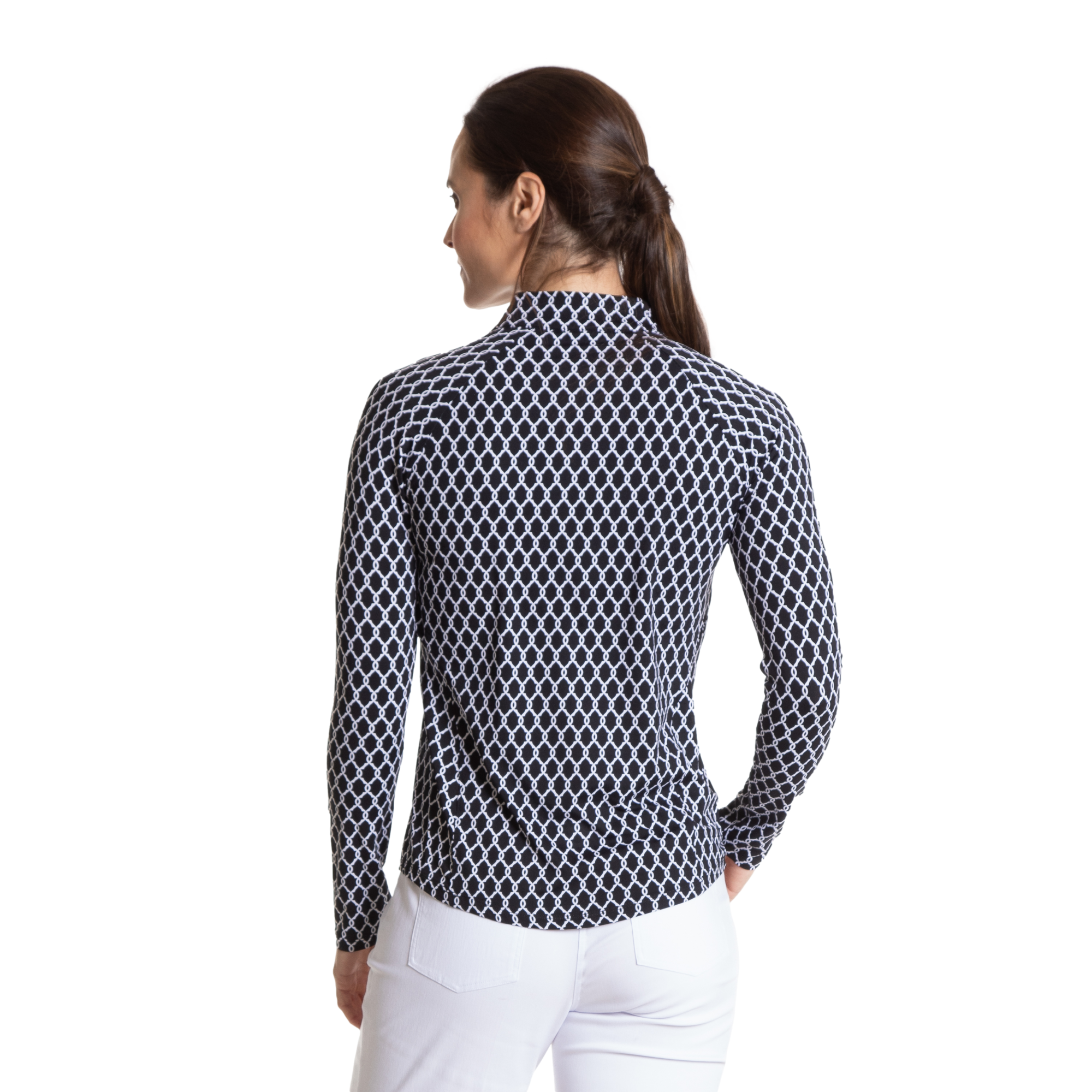 Trellis Print Sun Protection Quarter Zip Pull Over