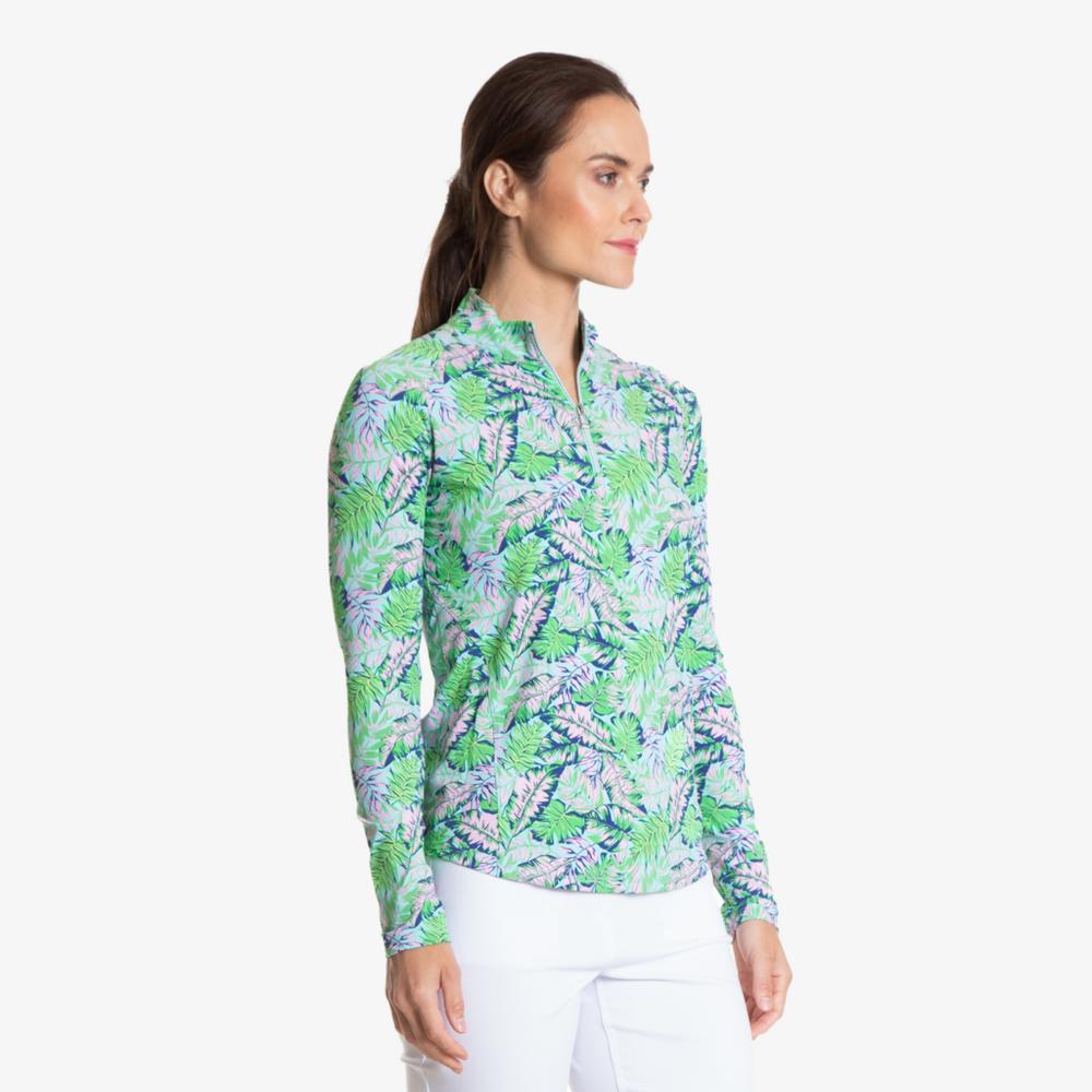 Tropical Leaf Cooling Sun Protection Quarter Zip Pull Over