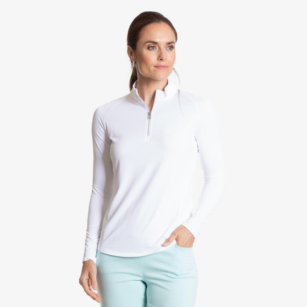 Solid White Cooling Sun Protection Quarter Zip Pull Over