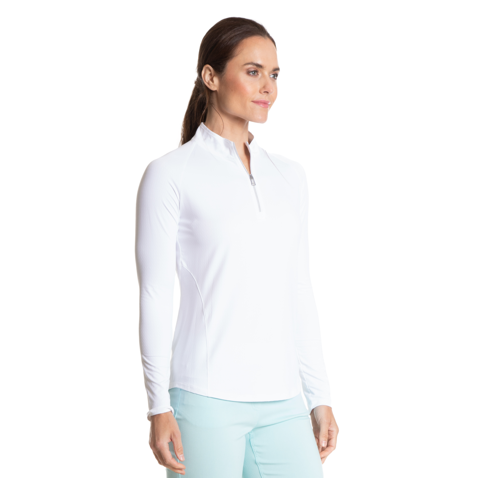 Solid White Cooling Sun Protection Quarter Zip Pull Over