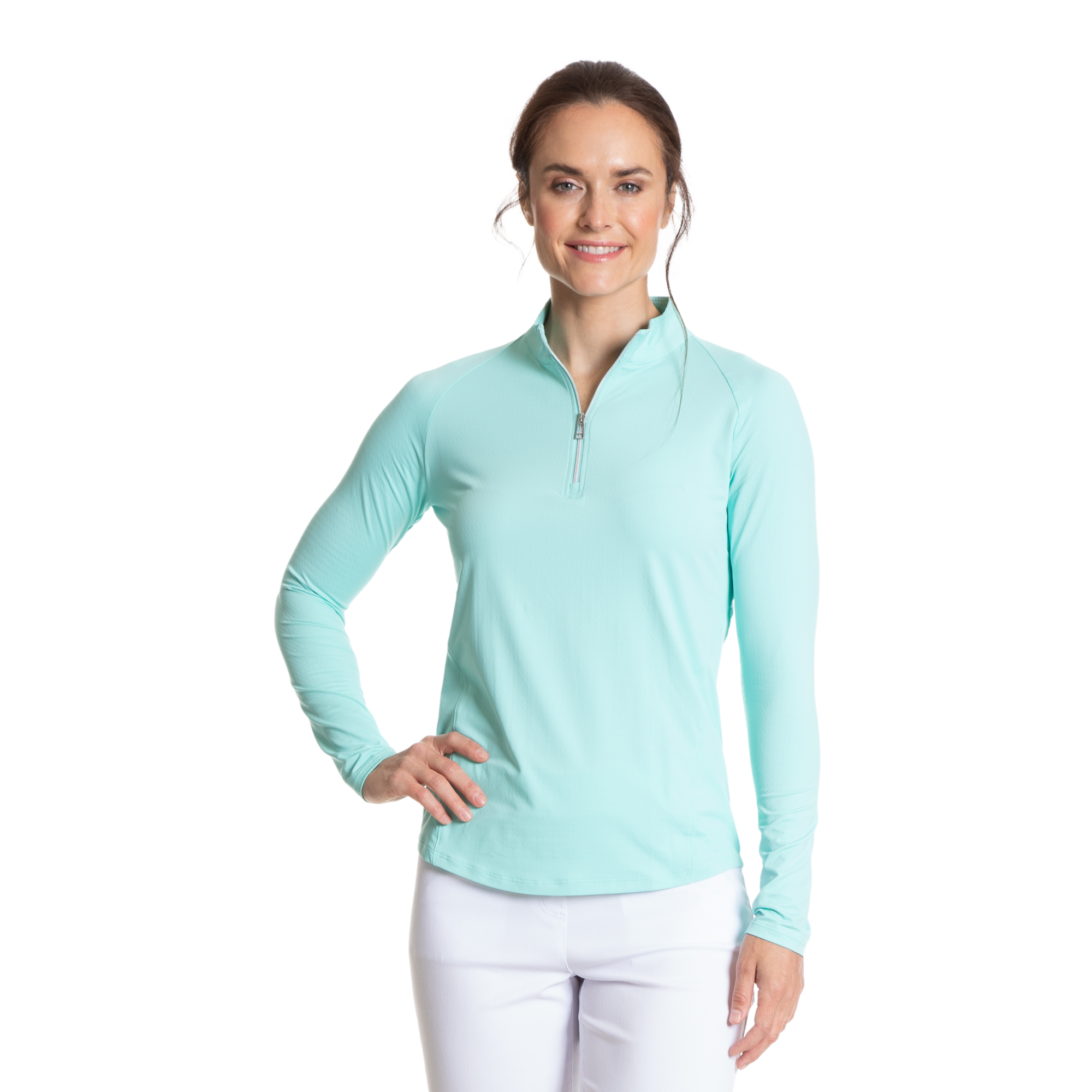 Solid Seafoam Cooling Quarter Zip Pull Over