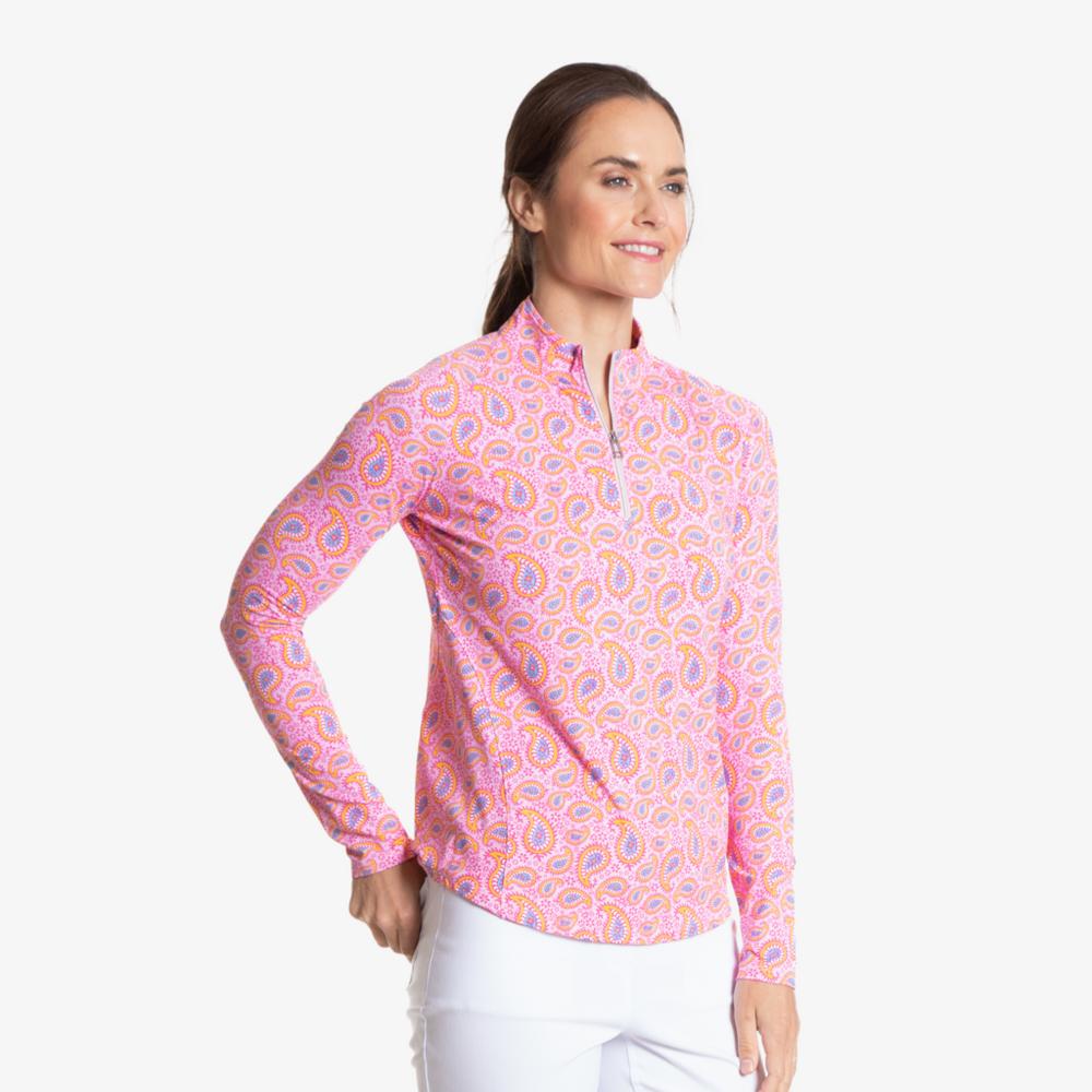 Paisley Print Sun Protection Quarter Zip Pull Over