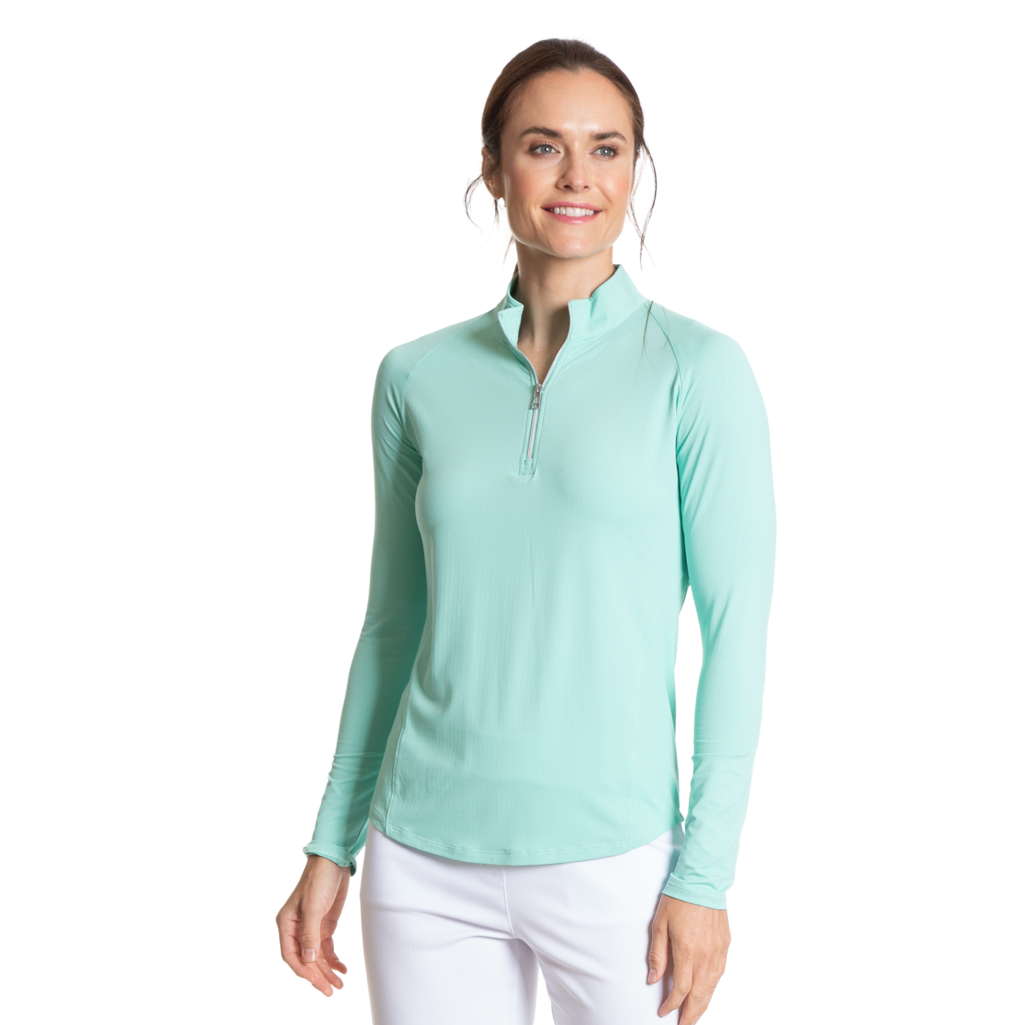Solid Aqua Cooling Sun Protection Quarter Zip Pull Over
