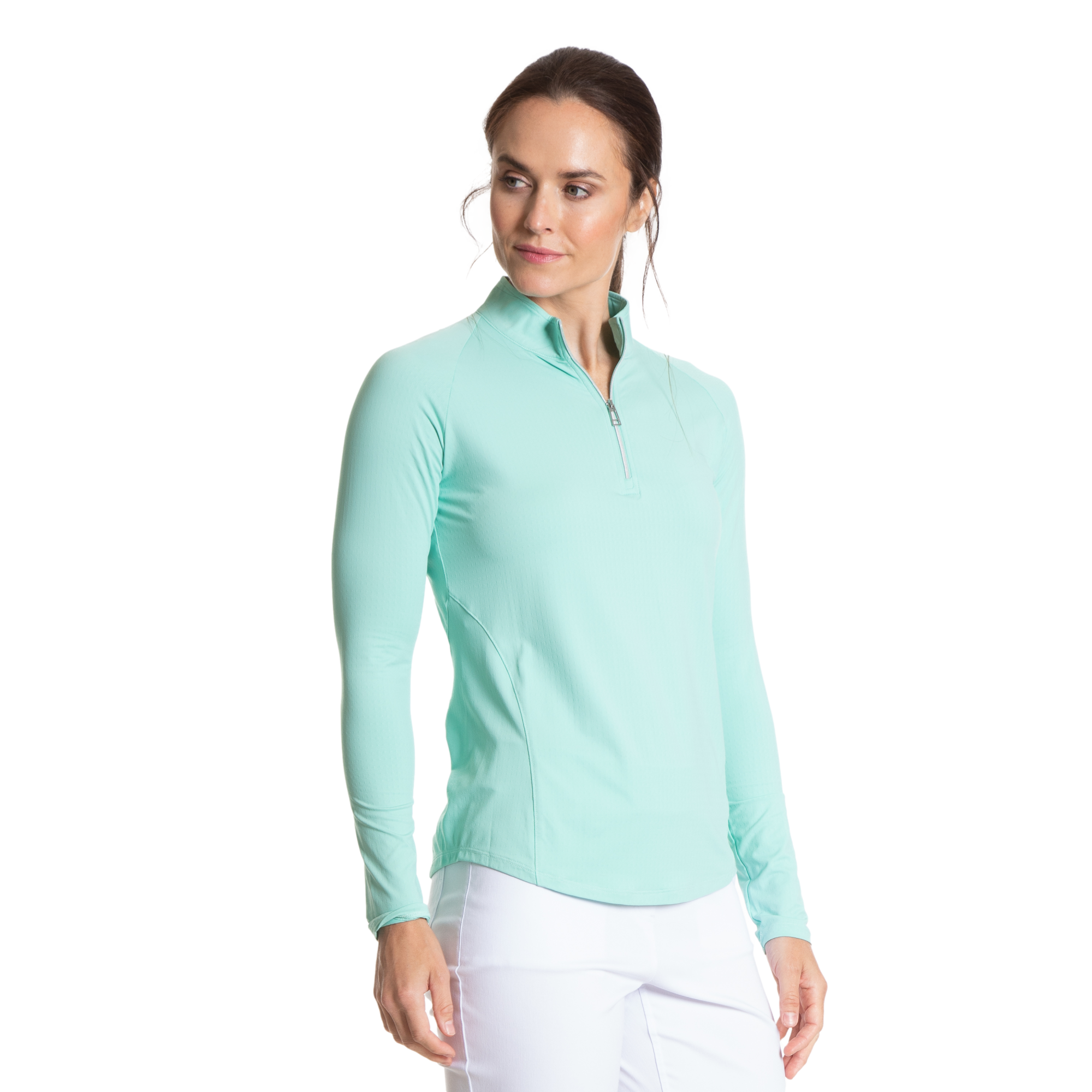 Solid Aqua Cooling Sun Protection Quarter Zip Pull Over