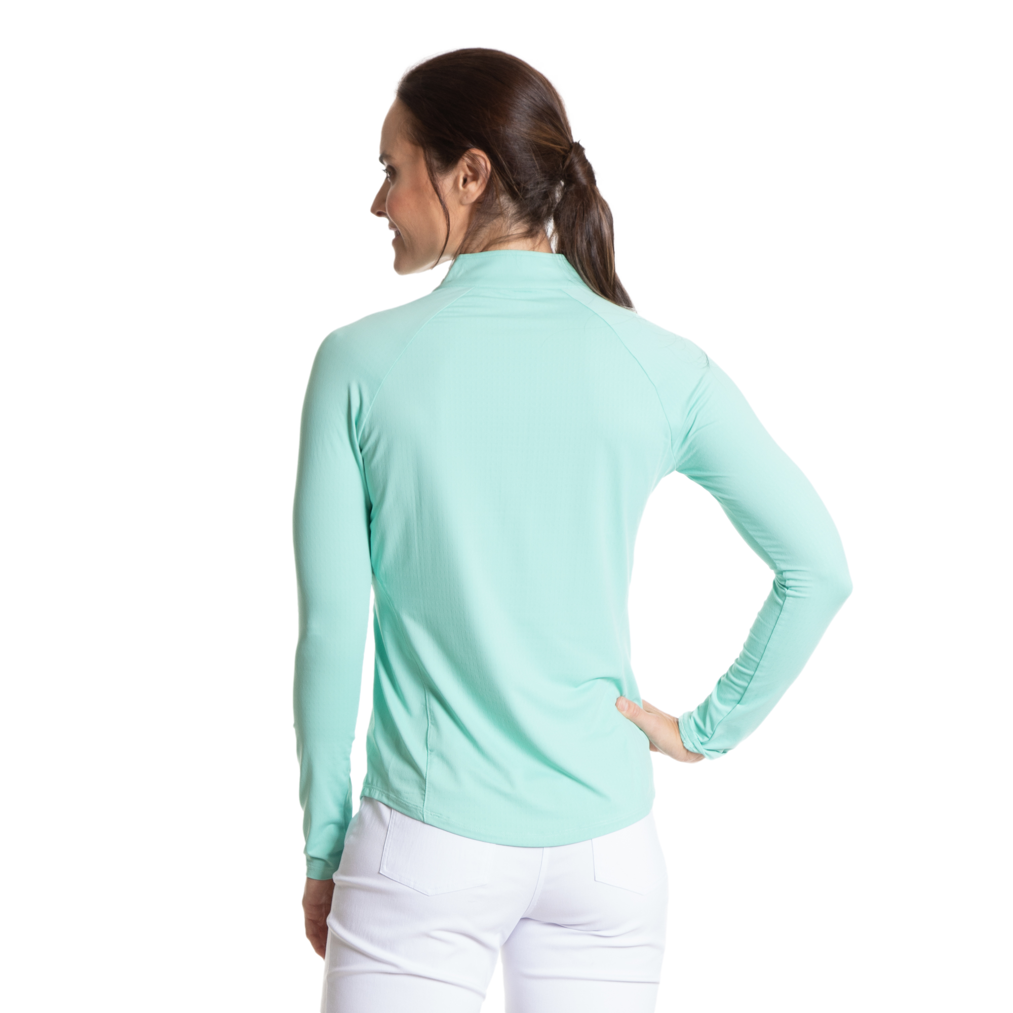 Solid Aqua Cooling Sun Protection Quarter Zip Pull Over