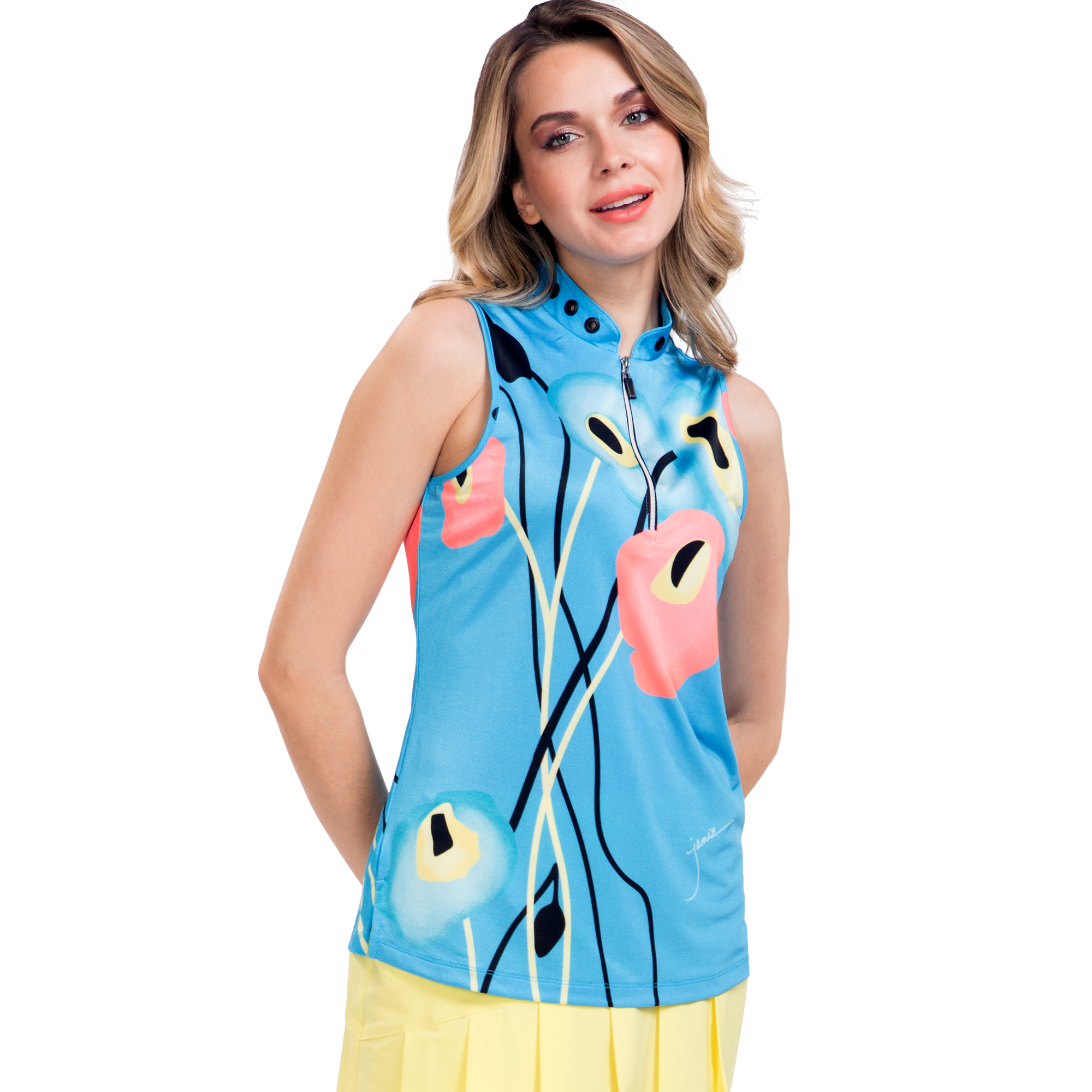 Electron Collection: Poppies Floral Sleeveless Top
