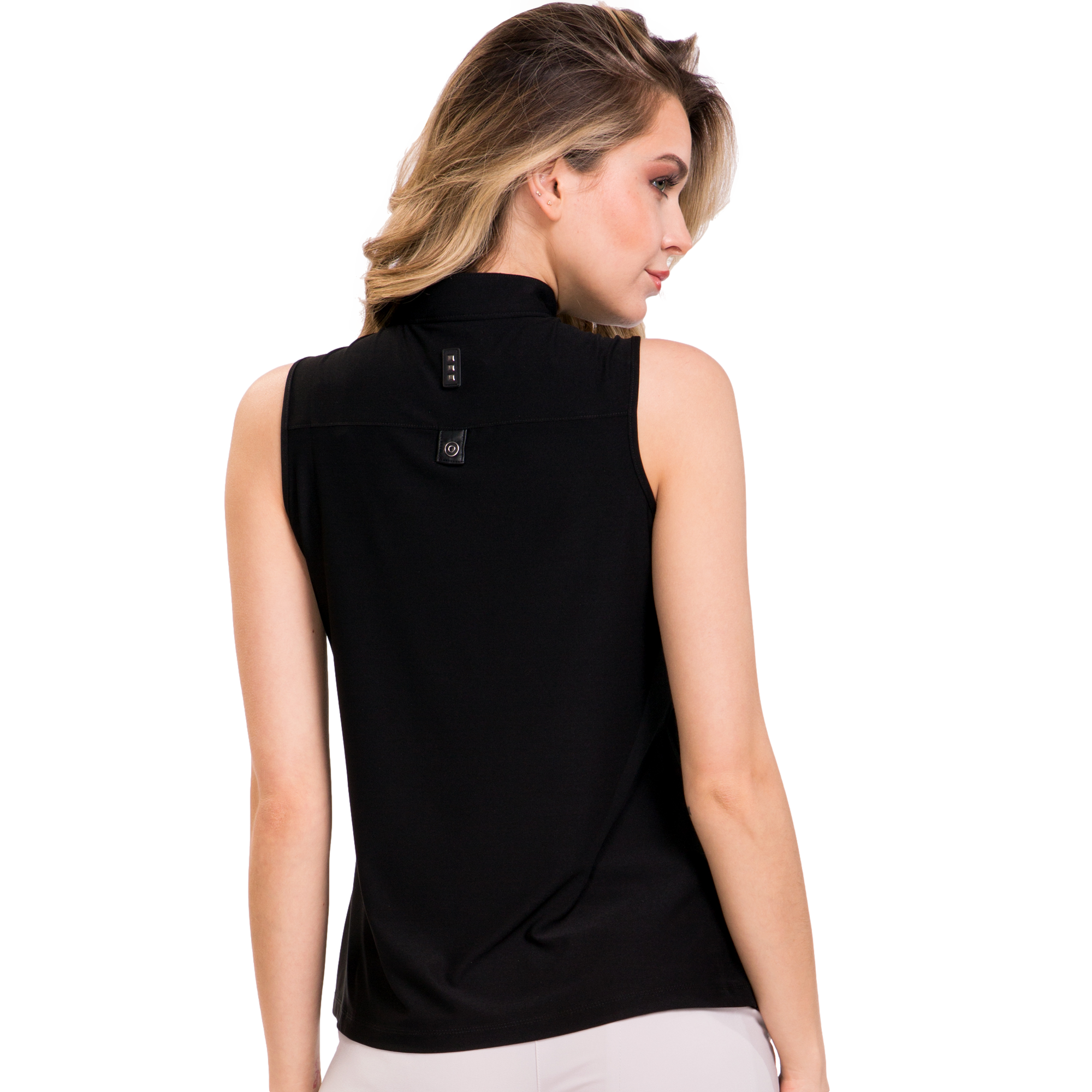 Solid Racer Back Halter Women's Sleeveless Golf Shirt