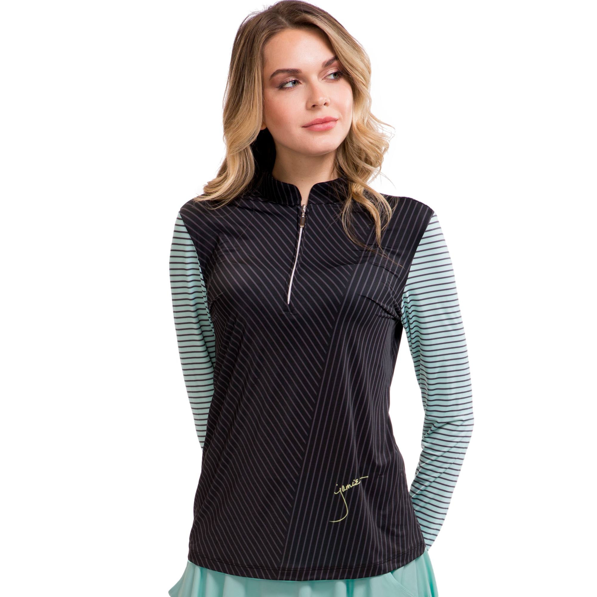 Pinstriped Sunsense Quarter Zip Pull Over