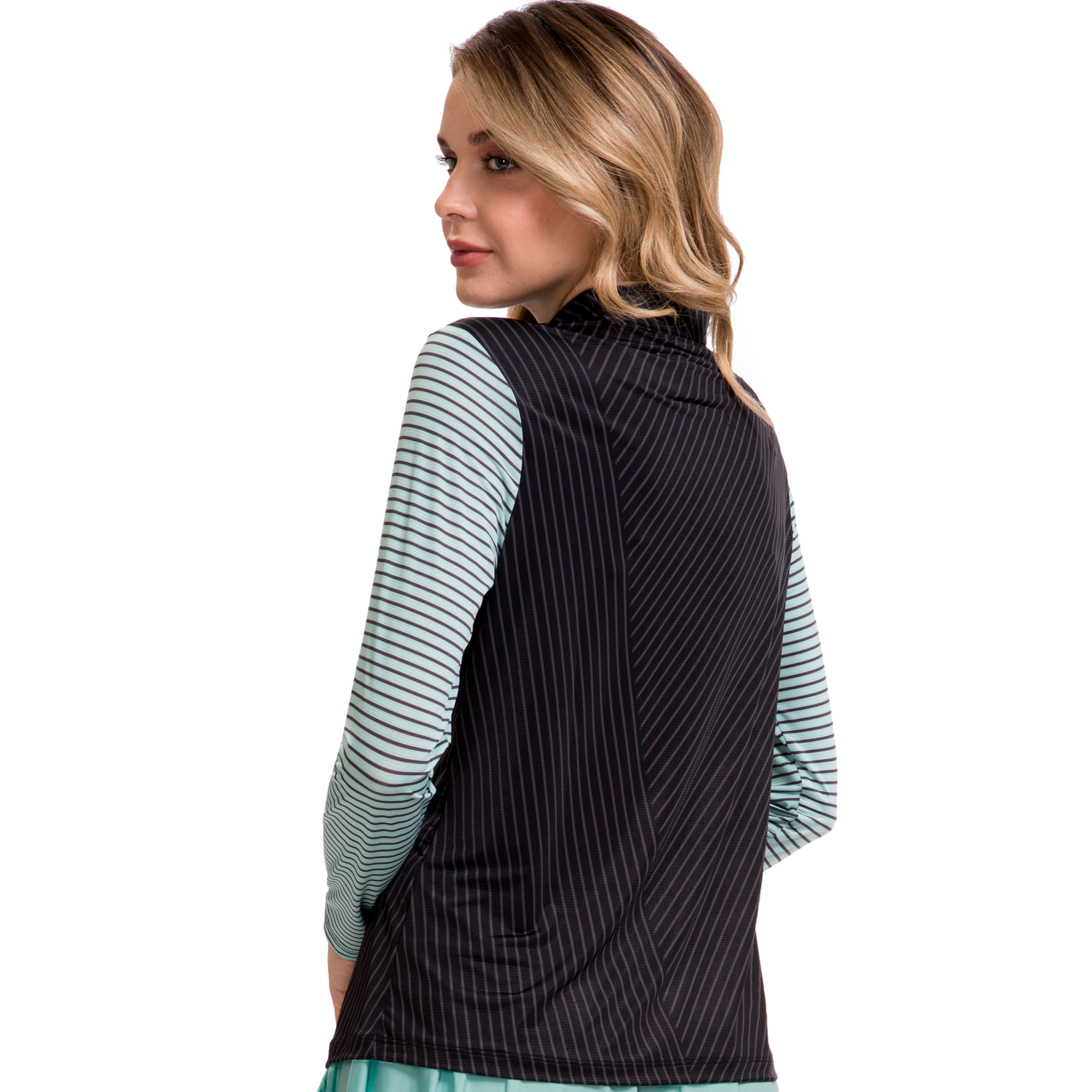 Pinstriped Sunsense Quarter Zip Pull Over
