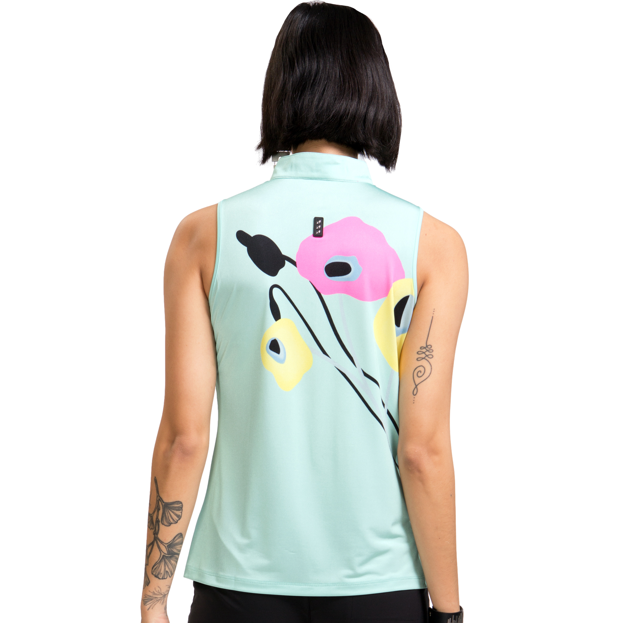 Poppies Floral Quarter Zip Women's Sleeveless Golf Shirt