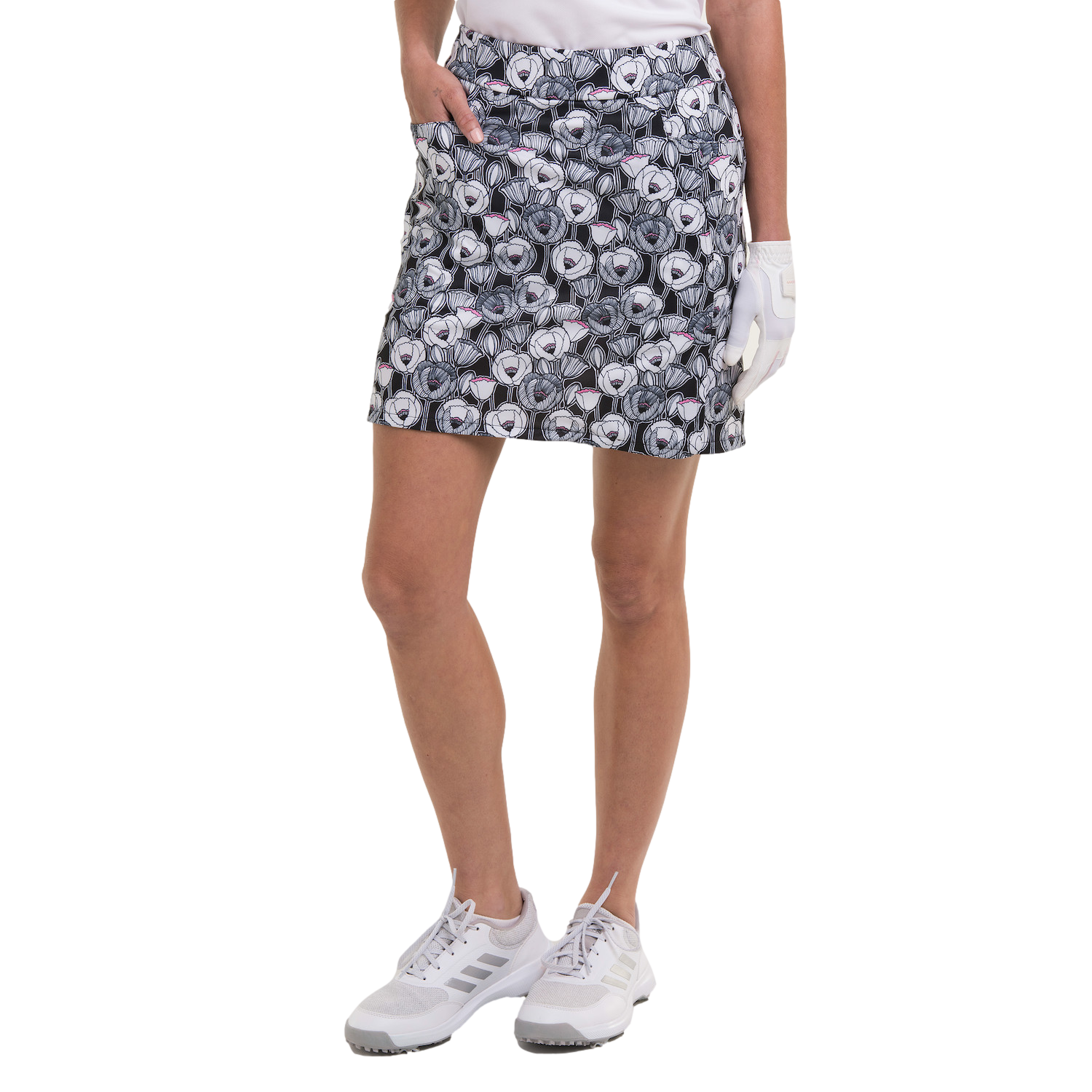 Noveau Linear Floral 17.5" Pull-On Skirt