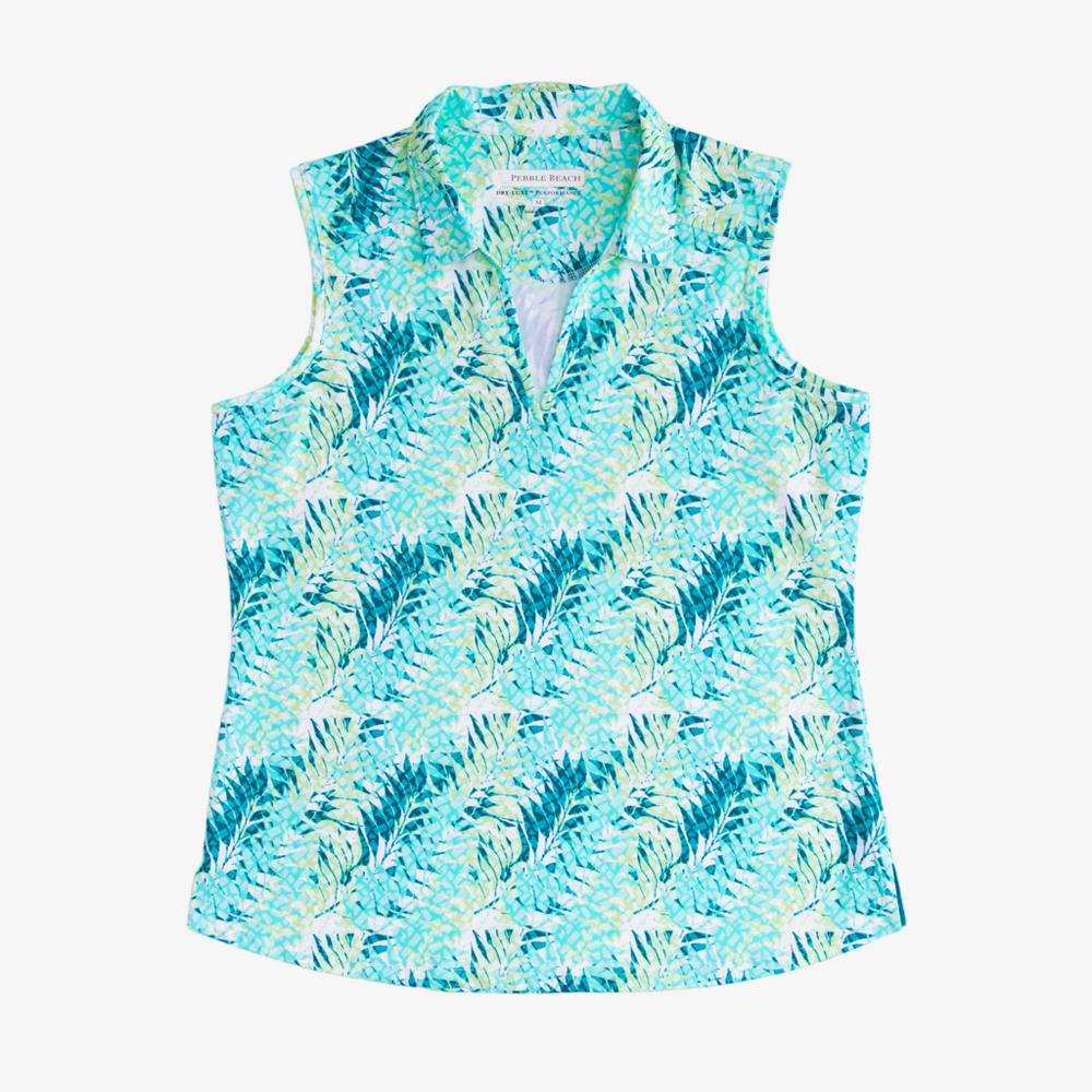 Tropical Floral Sleeveless Polo Shirt