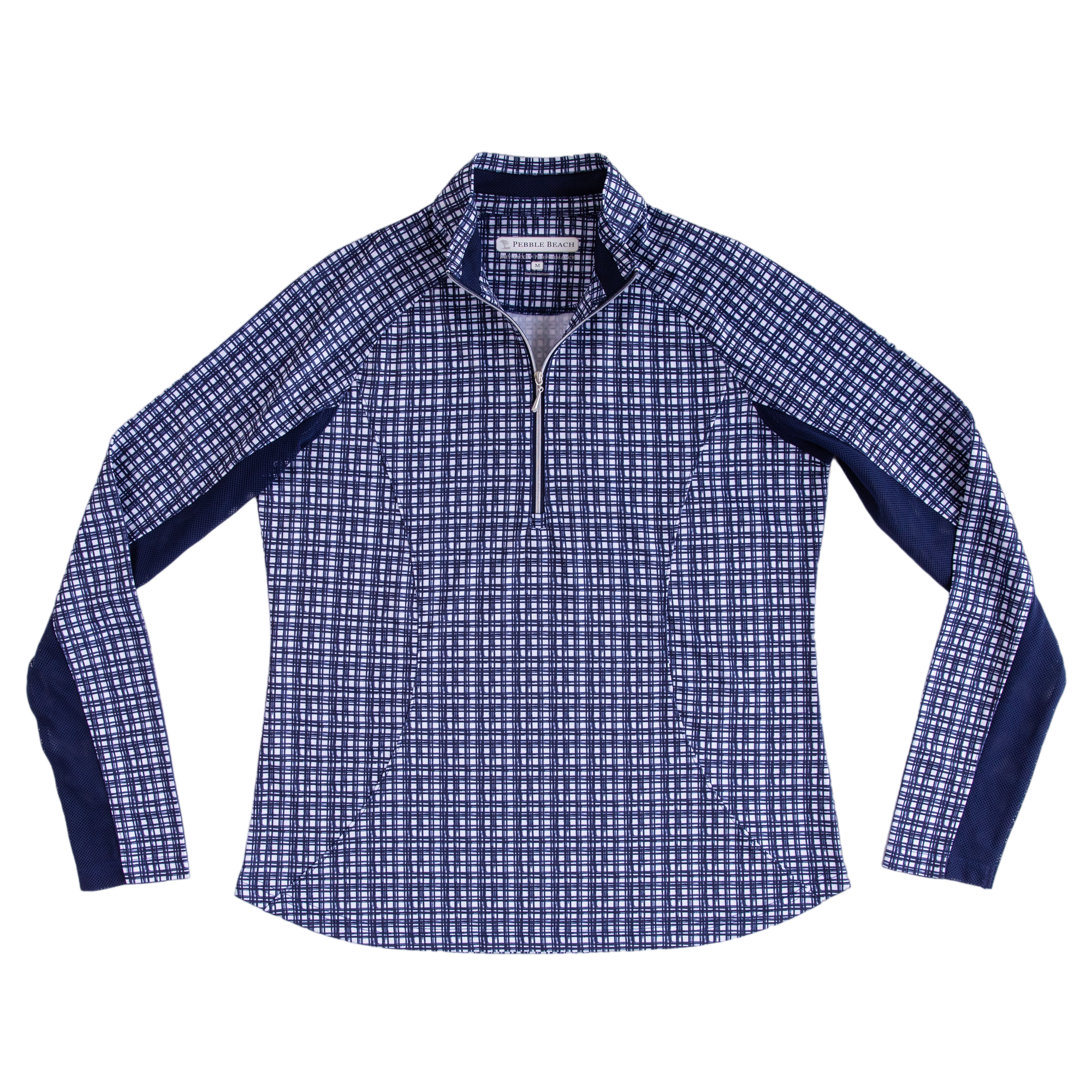 Grid Print Women's Textured Quarter Zip Pull Over