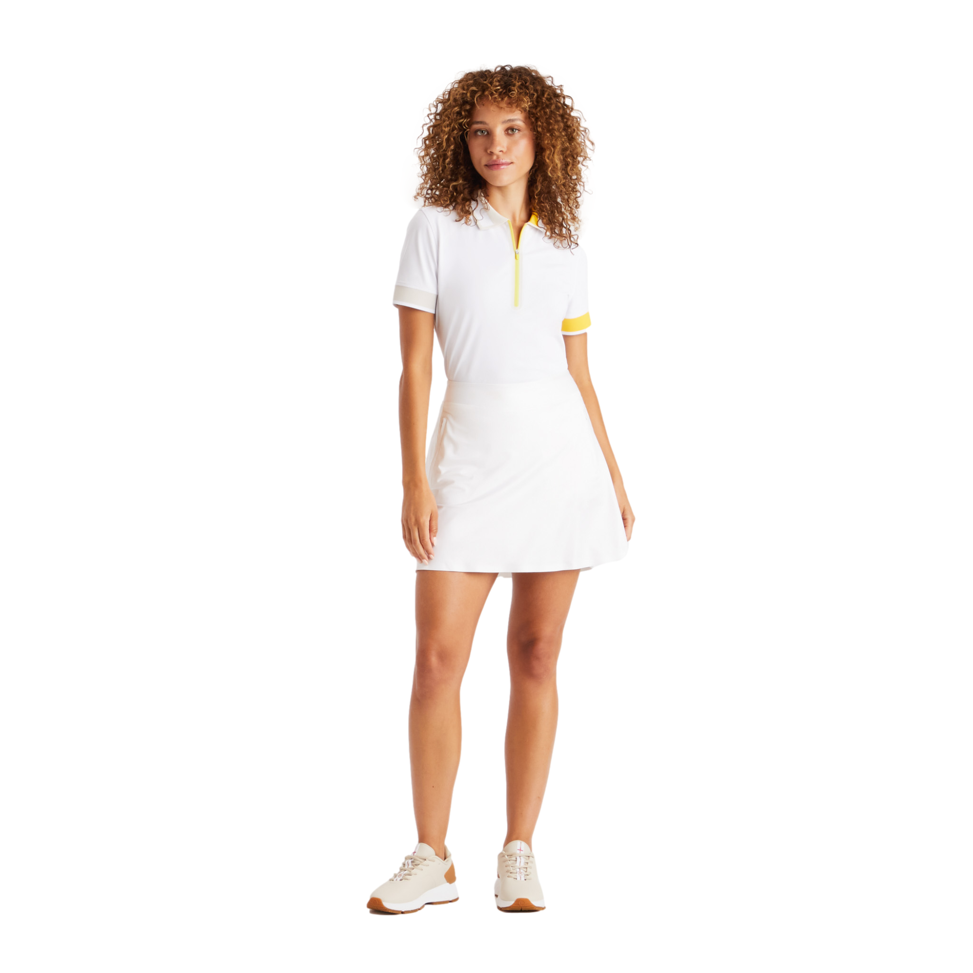 Pique Contrast Trim Quarter Zip Polo Women's Short Sleeve Golf Polo Shirt