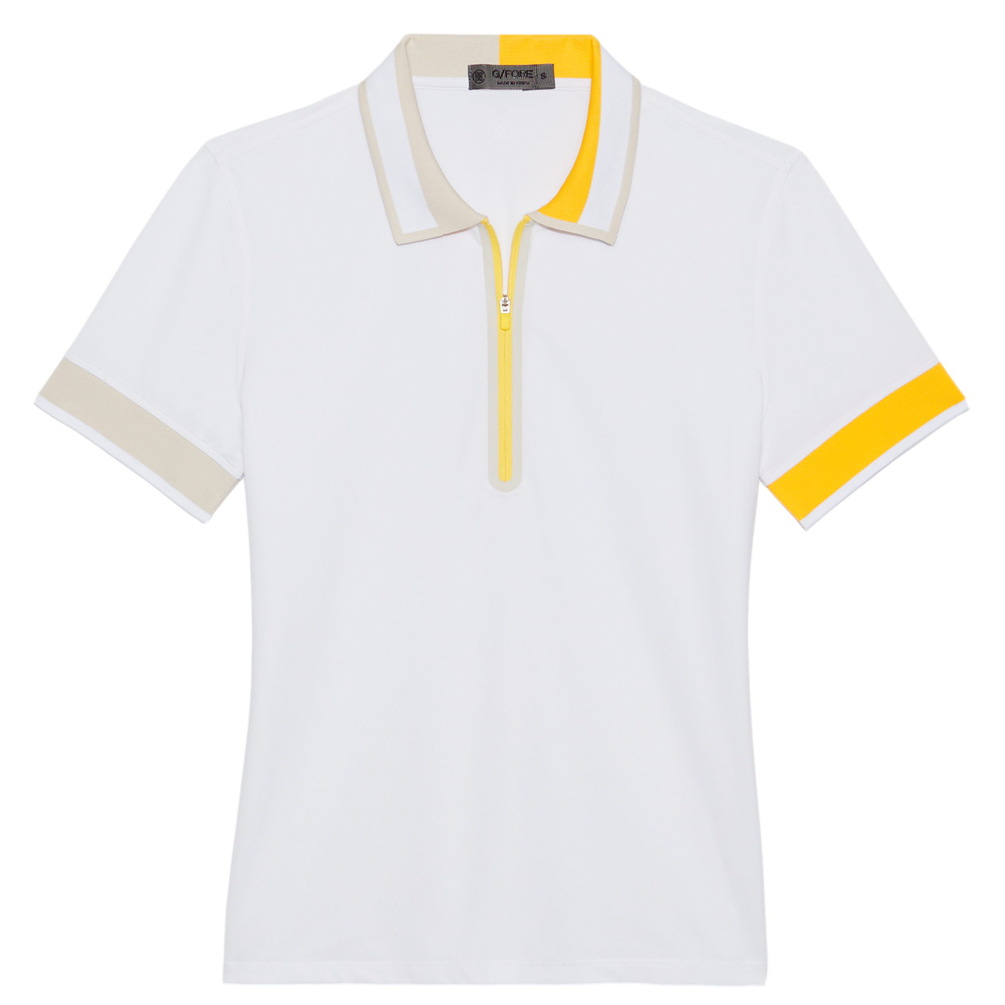 Pique Contrast Trim Quarter Zip Polo Women's Short Sleeve Golf Polo Shirt