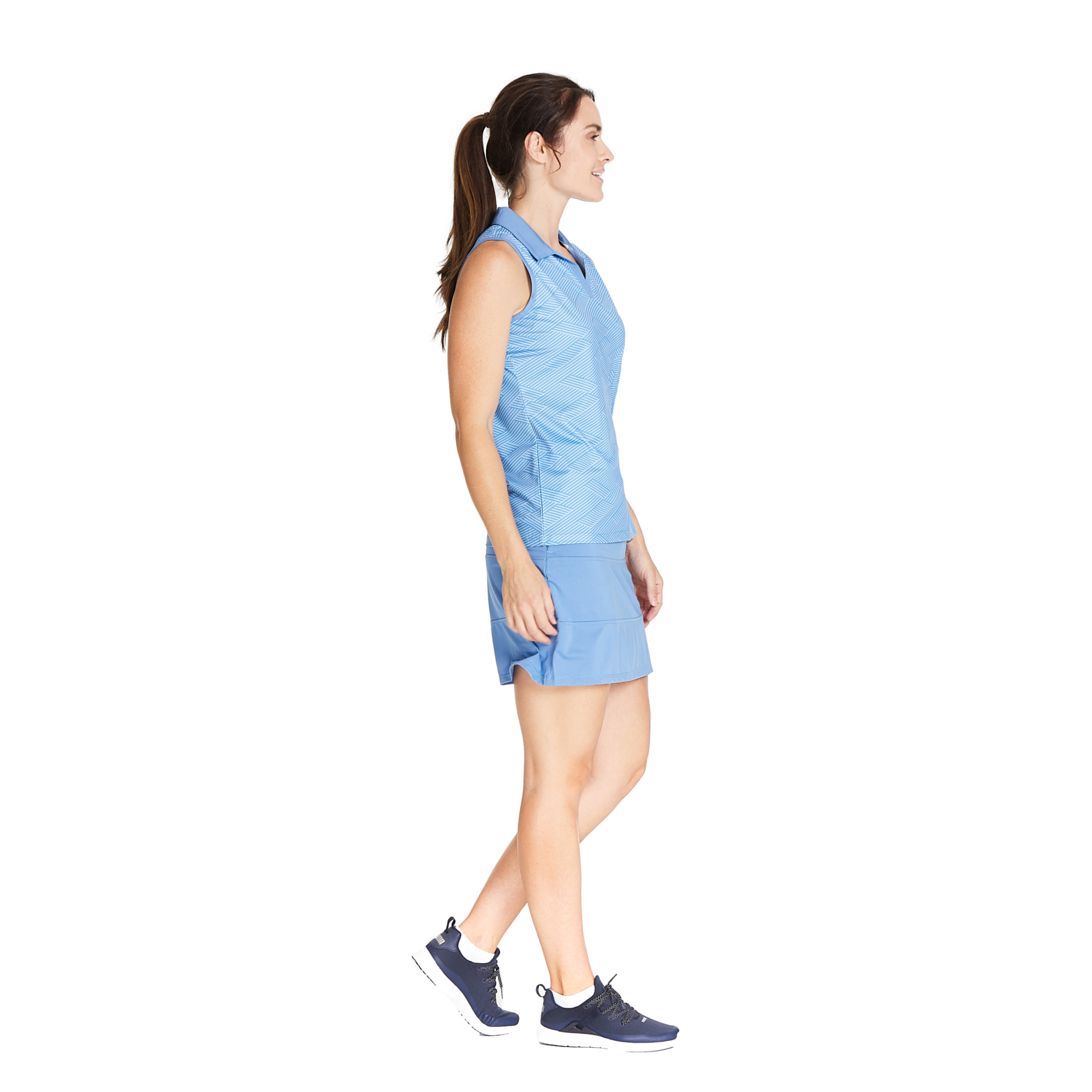 Azure Sky Cross Hatch Women's Sleeveless Golf Polo Shirt