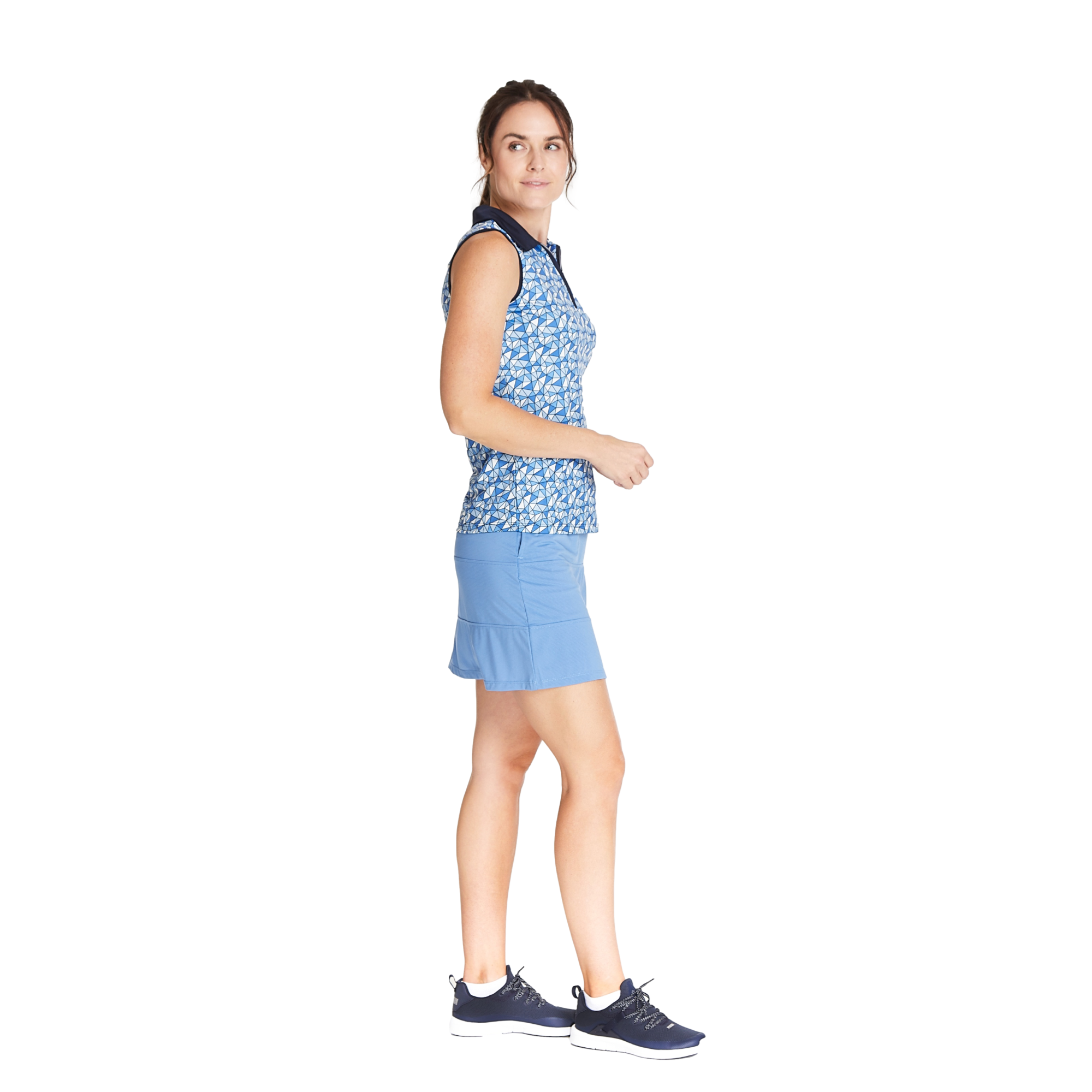 Mosaic Print Women's Sleeveless Golf Polo Shirt