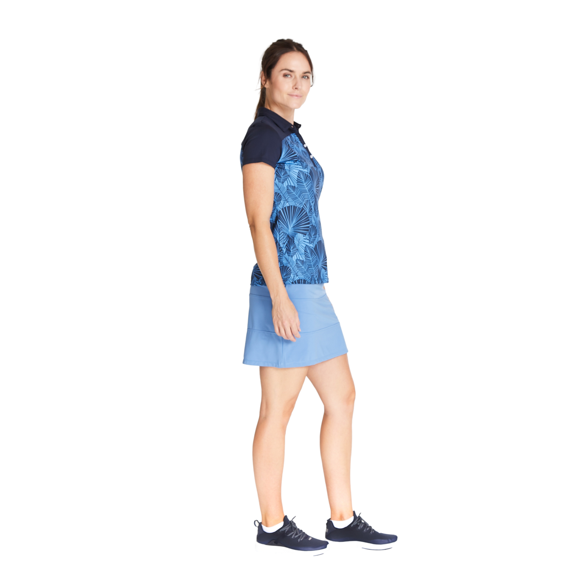 Palm Fronds Print Women's Short Sleeve Golf Polo Shirt